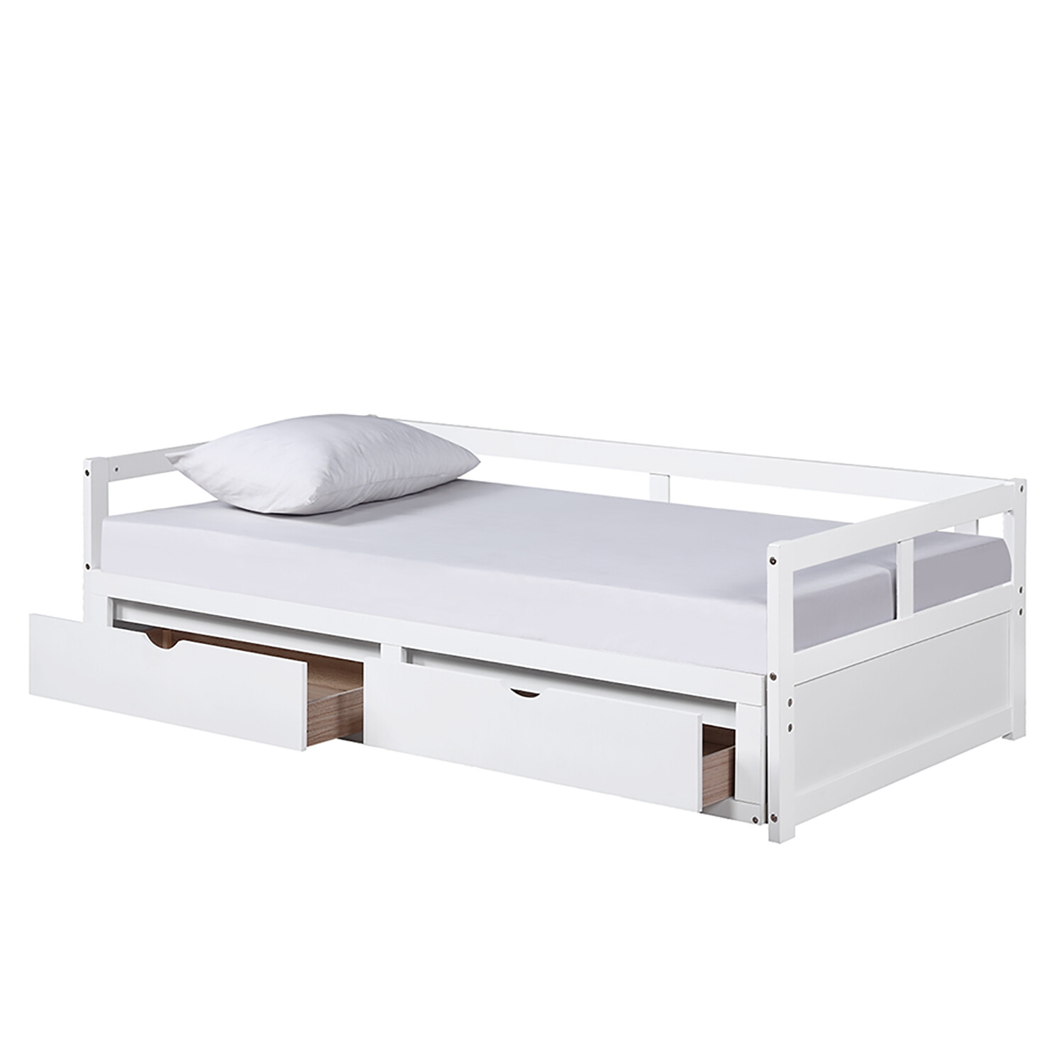 Twin Size Daybed Bed Frame Sofa Bed with Trundle & 2 Drawers White/Gray/Espresso