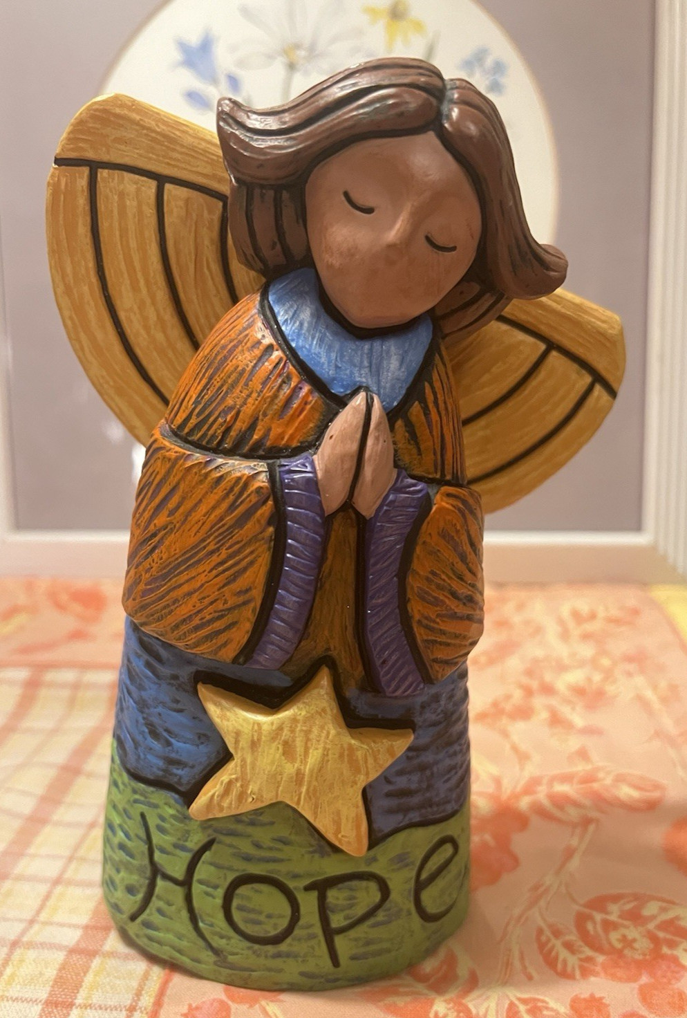 Enesco Bless you Heart Hope Angel Figurine 2010 Collectible Folk Art Style