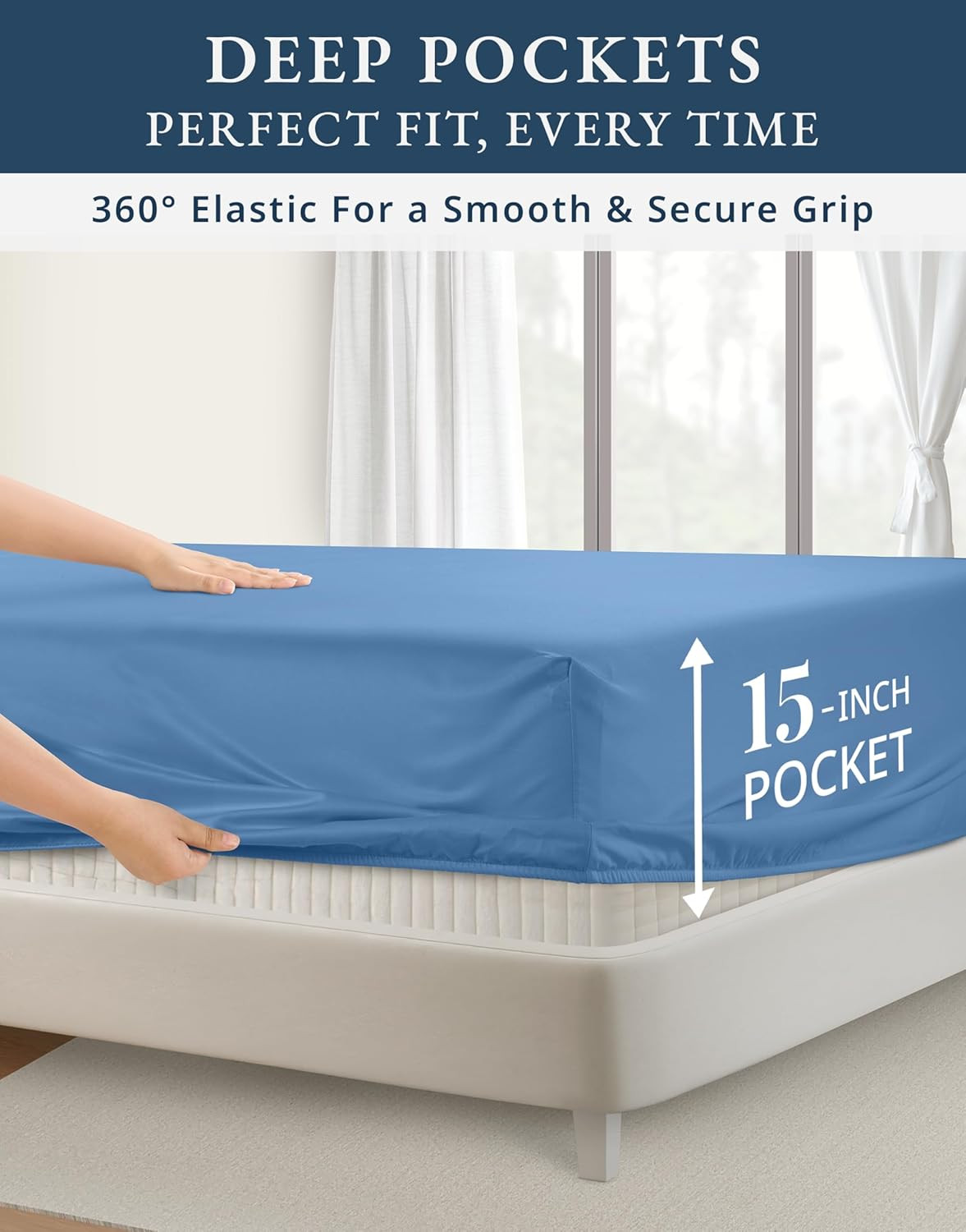 Egyptian Cotton King Bed Sheets - Soft, Cooling, Sateen Weave - Blue Jasper