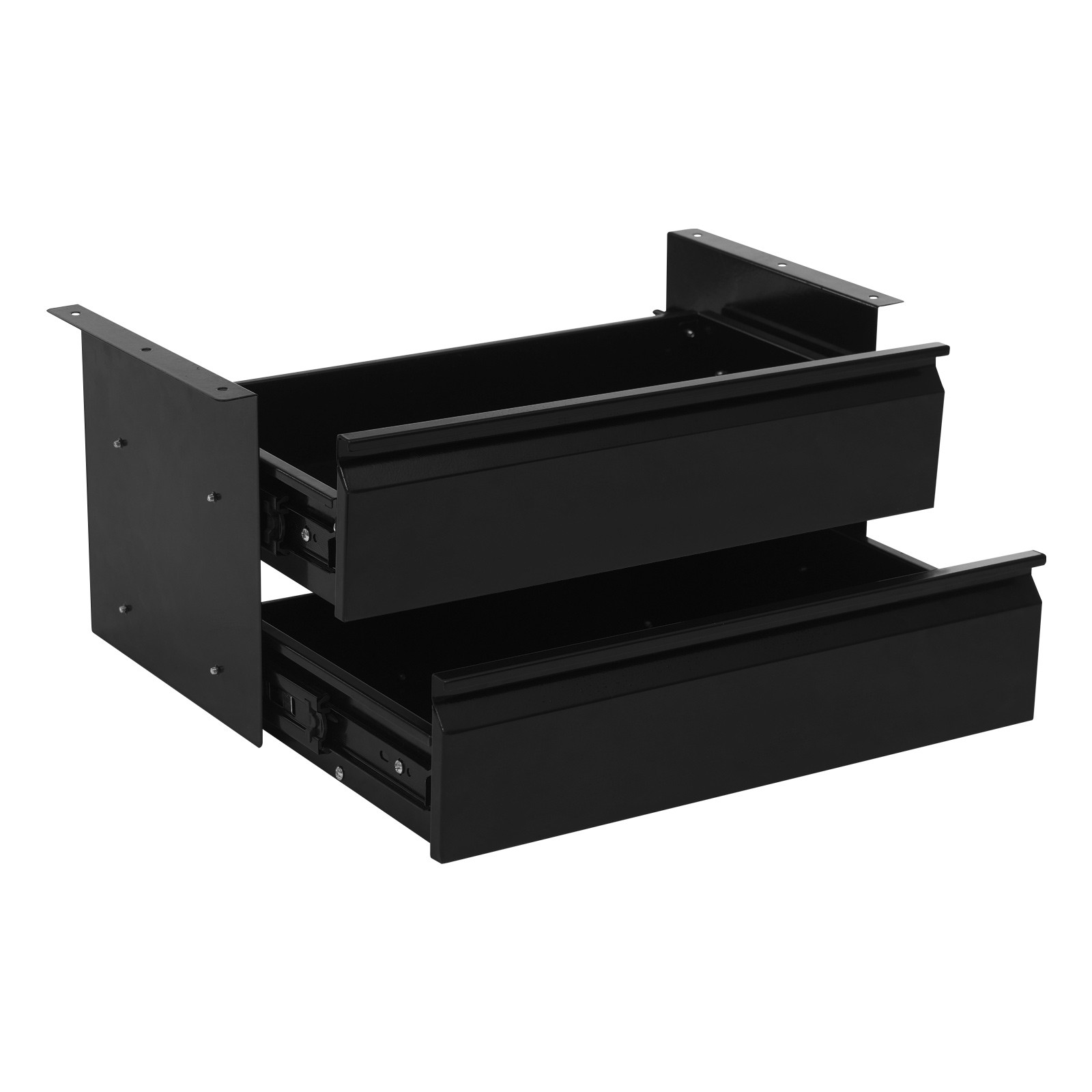 Black Dual Level 16" Pull Out Under Desk Storage Drawer Set