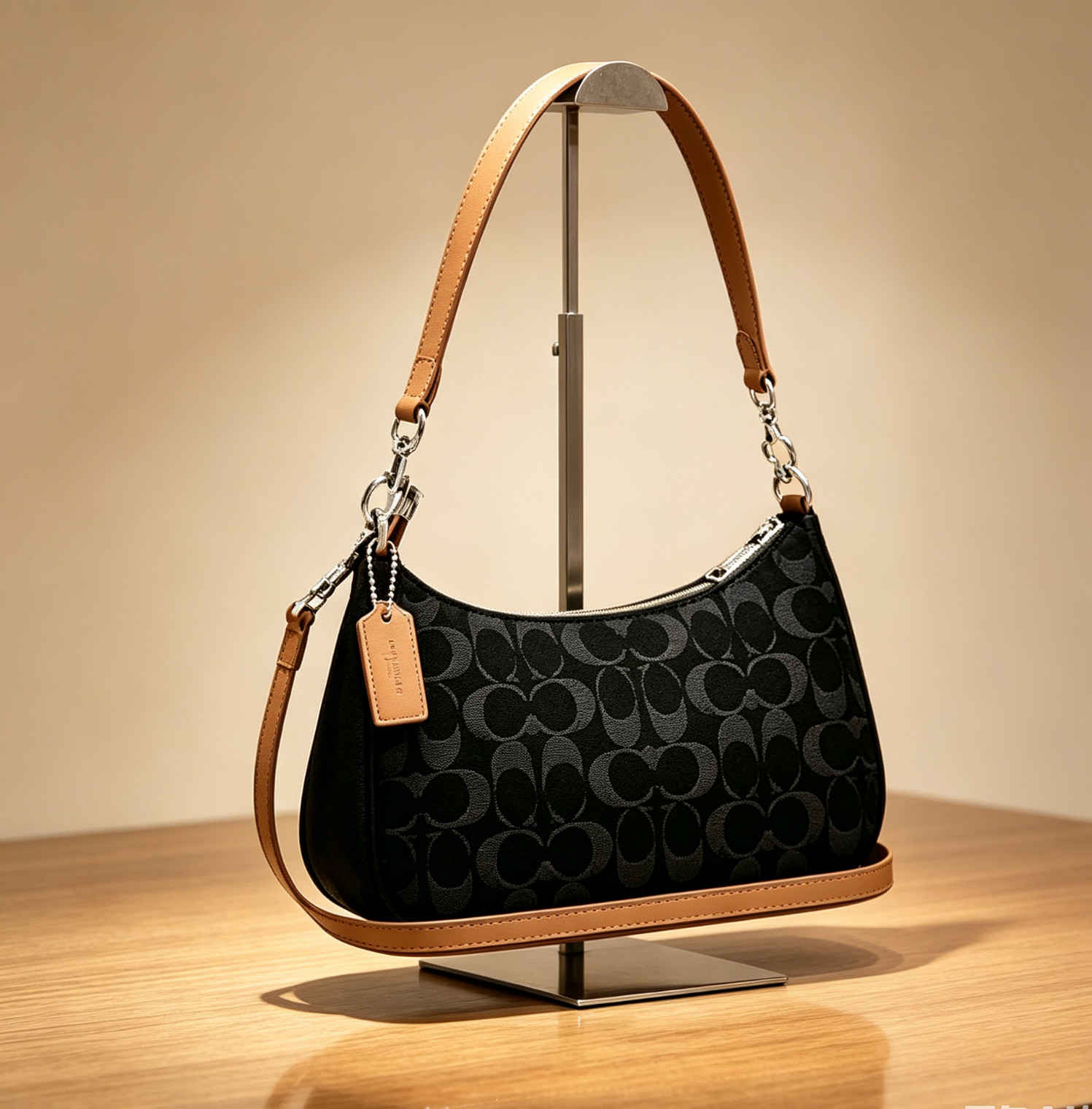 NWT Coach CAF82 Denim/Black Teri Shoulder Bag Signature Denim Outlet