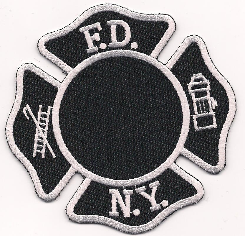 New York City - FDNY - Black Maltese Cross, NY (3.75" x 3.75") fire patch