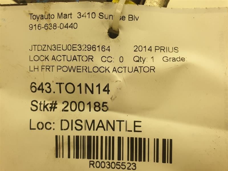 2014 TOYOTA PRIUS DRIVER SIDE FRONT DOOR LOCK ACTUATOR ASSEMBLY