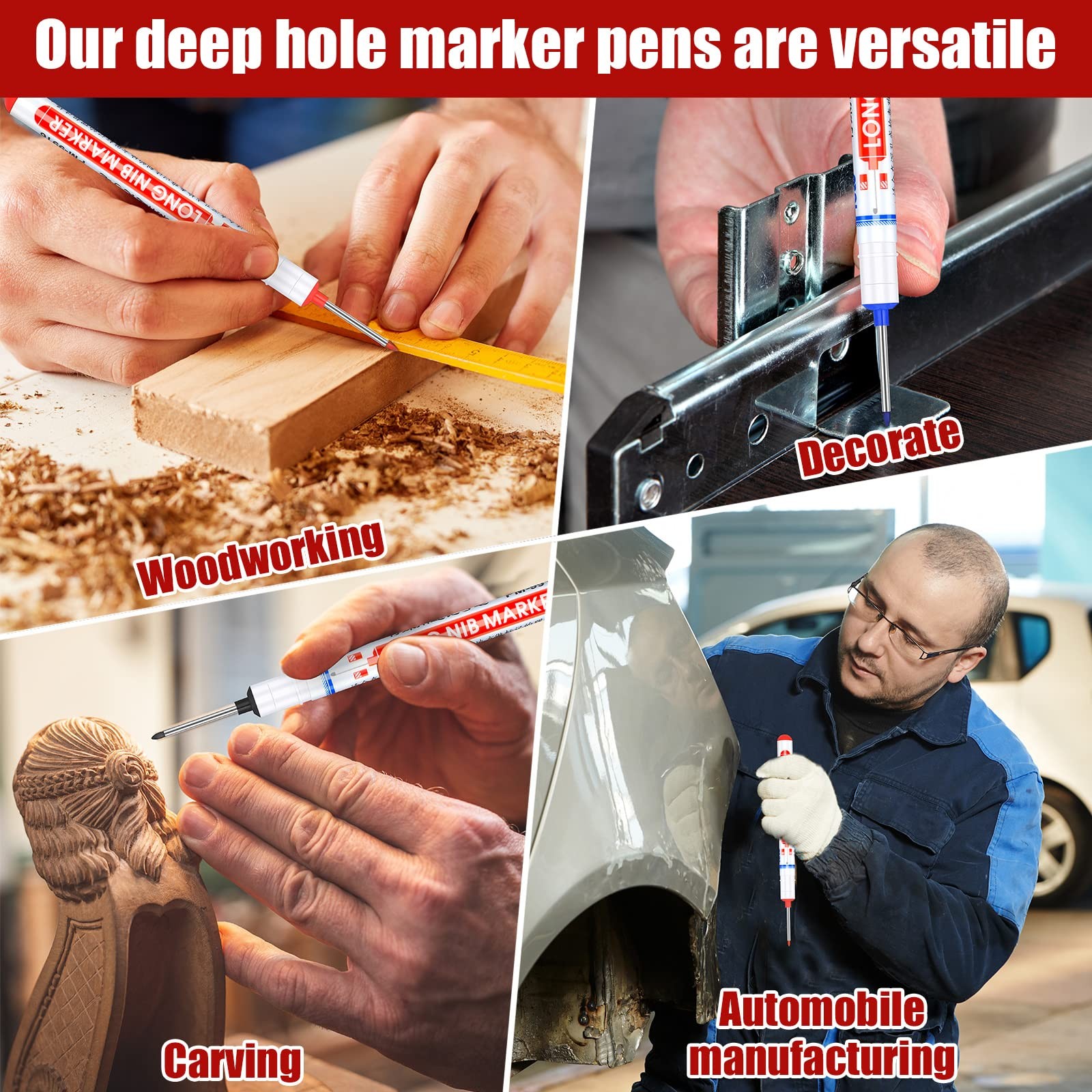 Multi-purpose Deep Hole Marker Pens Long Nosed Marker Deep Drill Hole Long Ni...