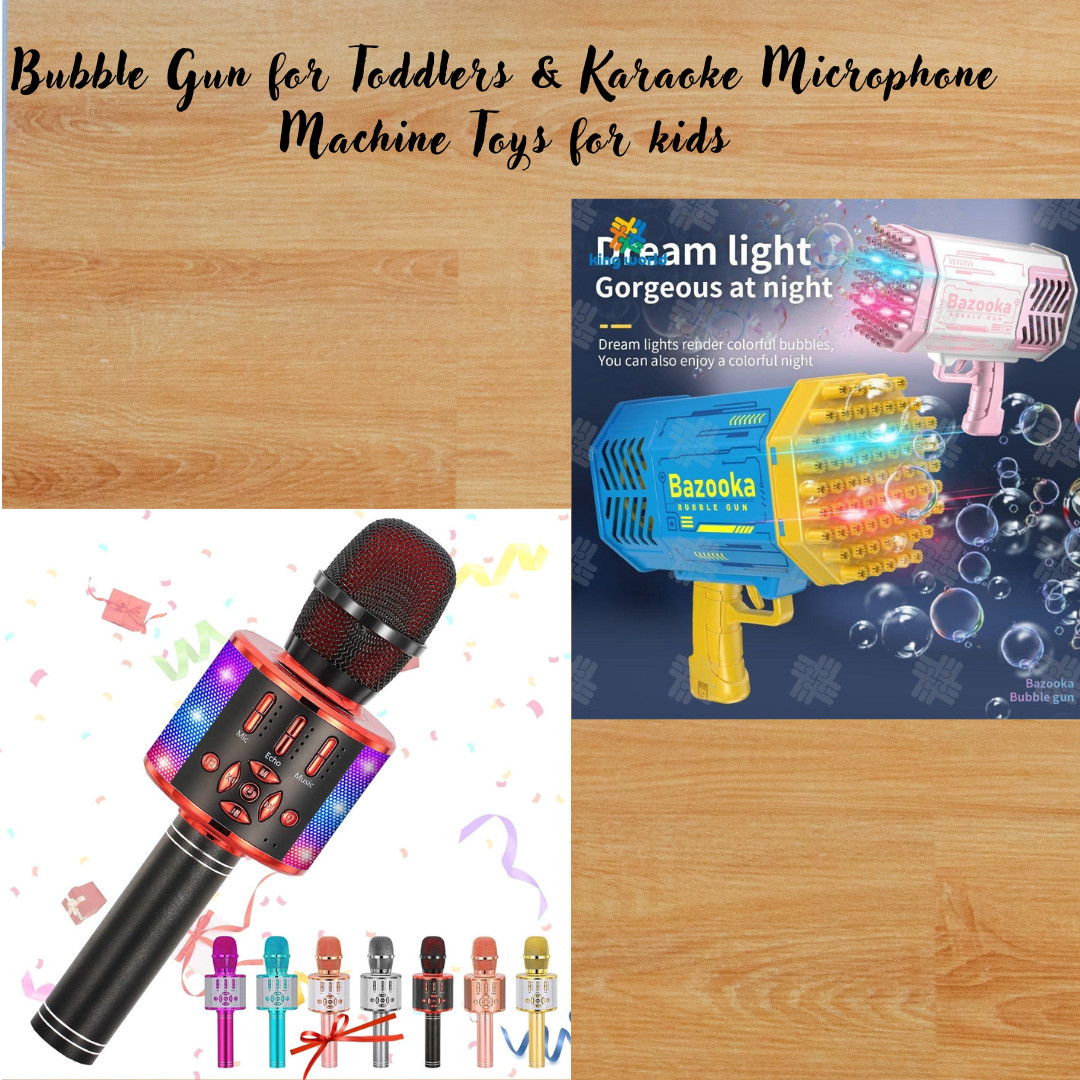 Mini Bubble Gun for Toddlers & Karaoke Microphone Machine Toys Pack