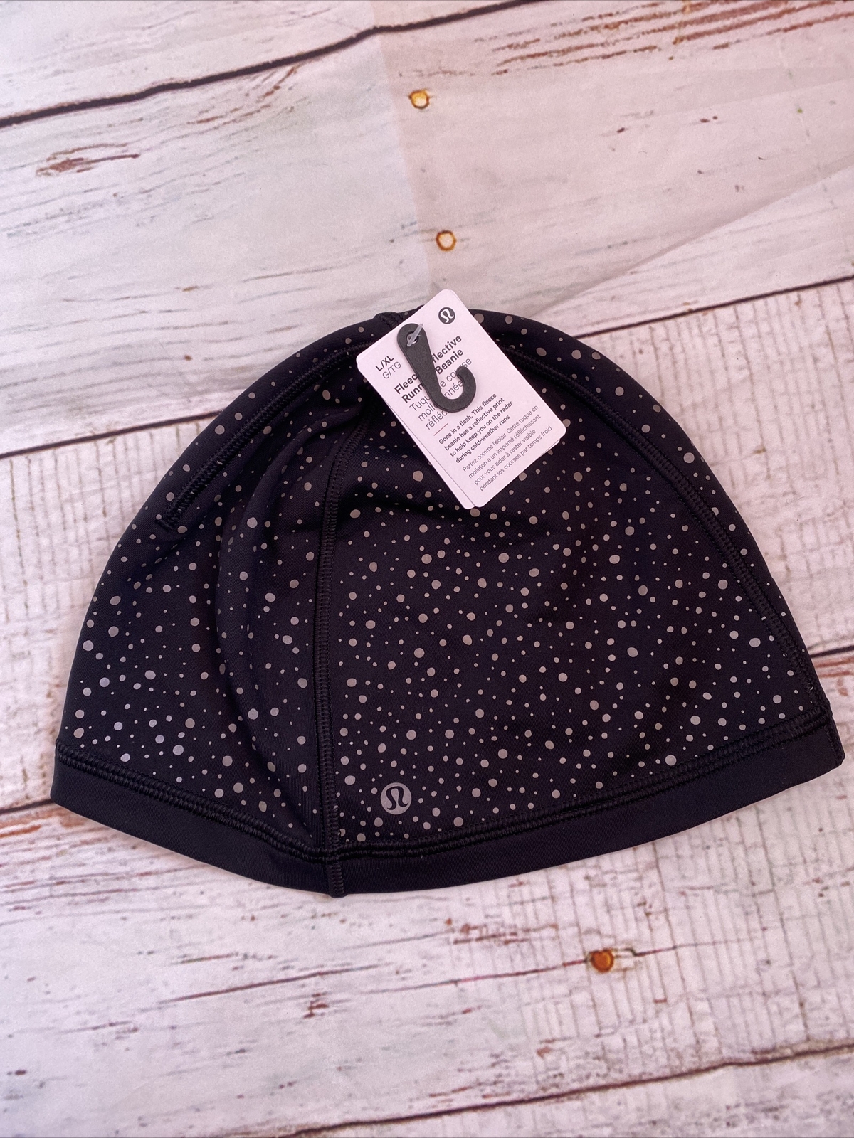 NWT Lululemon Fleece Reflective Running Beanie Toque L/XL BLK Black