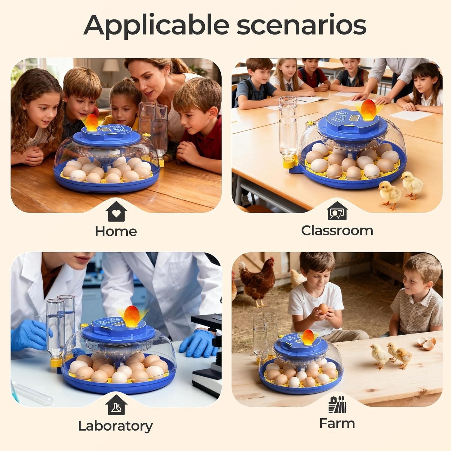 Incubators for Hatching Eggs w/Auto Egg Turning Humidity Temp Control 18 Eggs