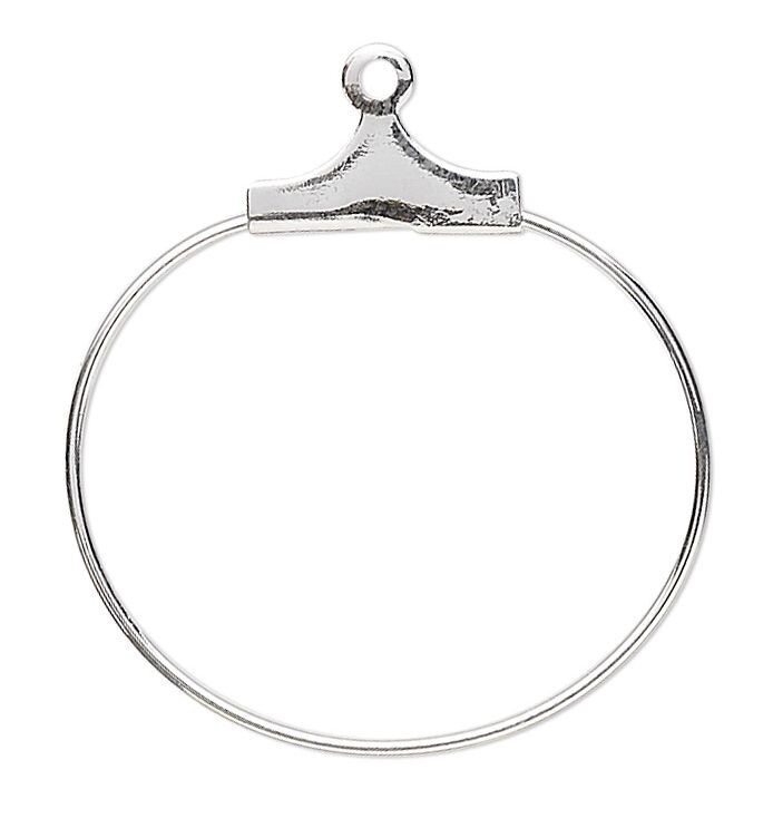 Beading Hoop, 100 Silver Plated Brass 20mm Charm Holder Earring Beading Hoop(NH)