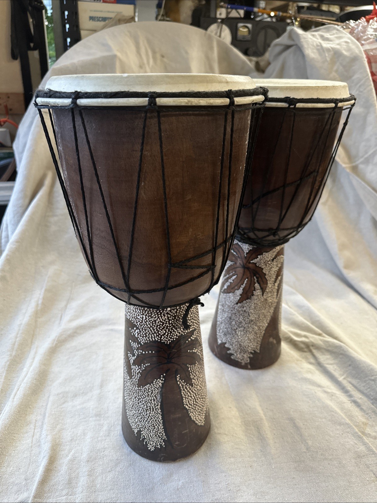 Hand-carved African Djembe Drum - Solid Wood - Made in Ghana 20in” LARGE