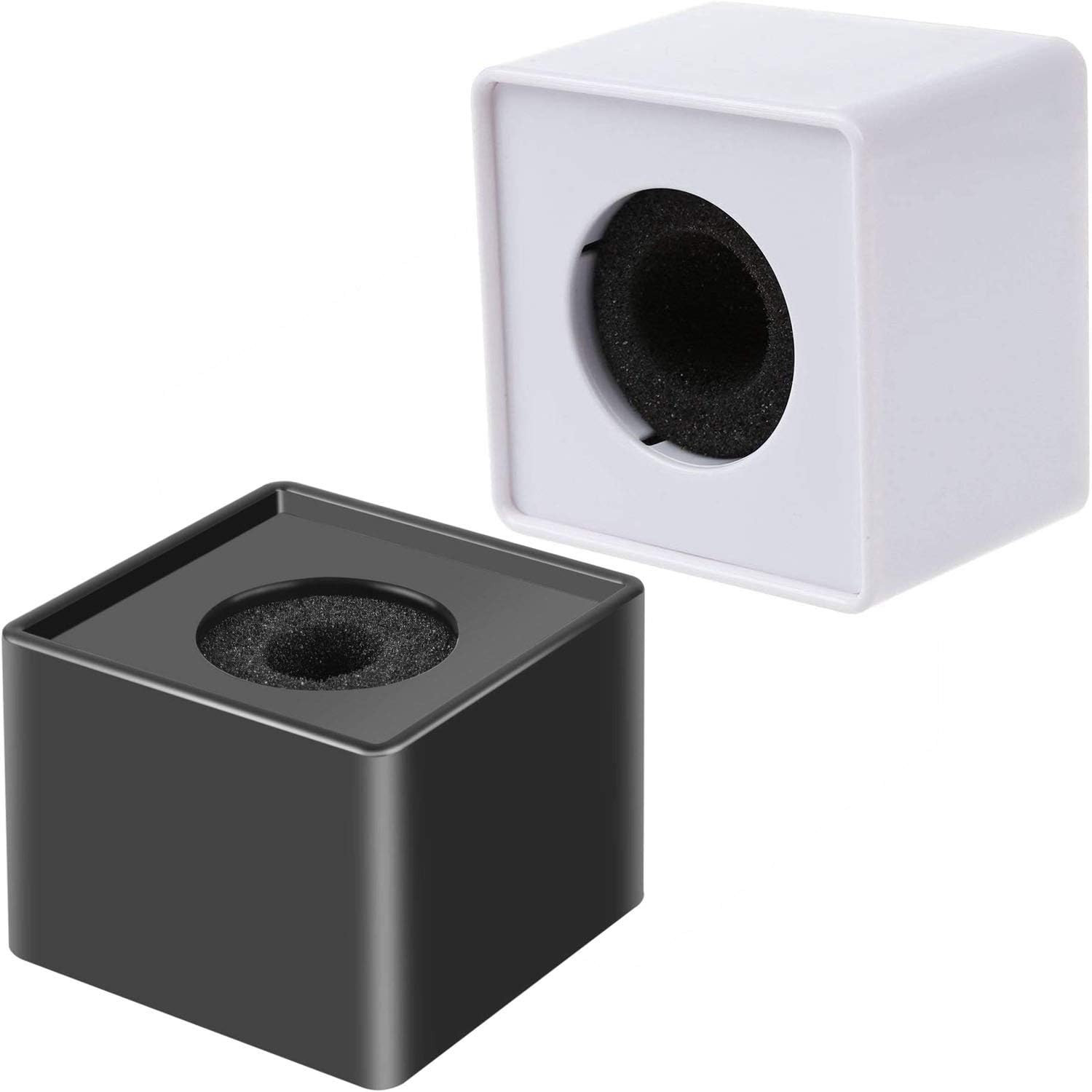 2 Pieces Portable Square Cube Shaped Interview Mic Microphone Flag Station Lo...