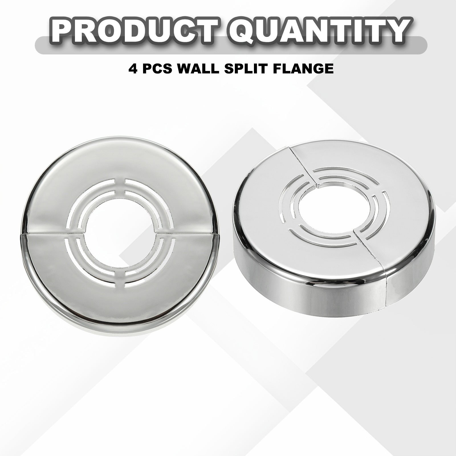 4pcs Wall Split Flange 0.59" Plastic Round Split Flange Pipe Cover, Silver