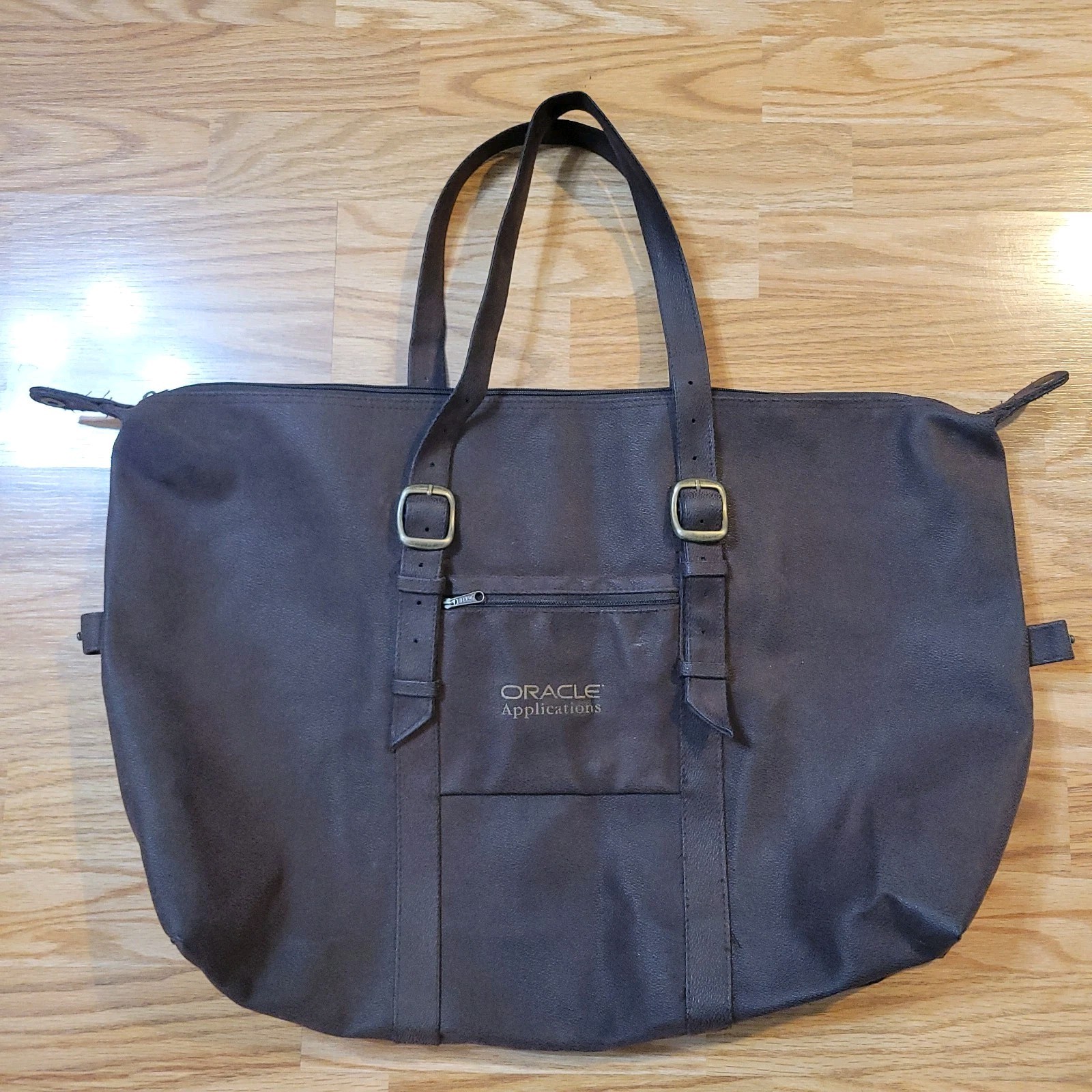 Oracle Applications Large Brown Leather Shoulder Bag Adjustable RBag