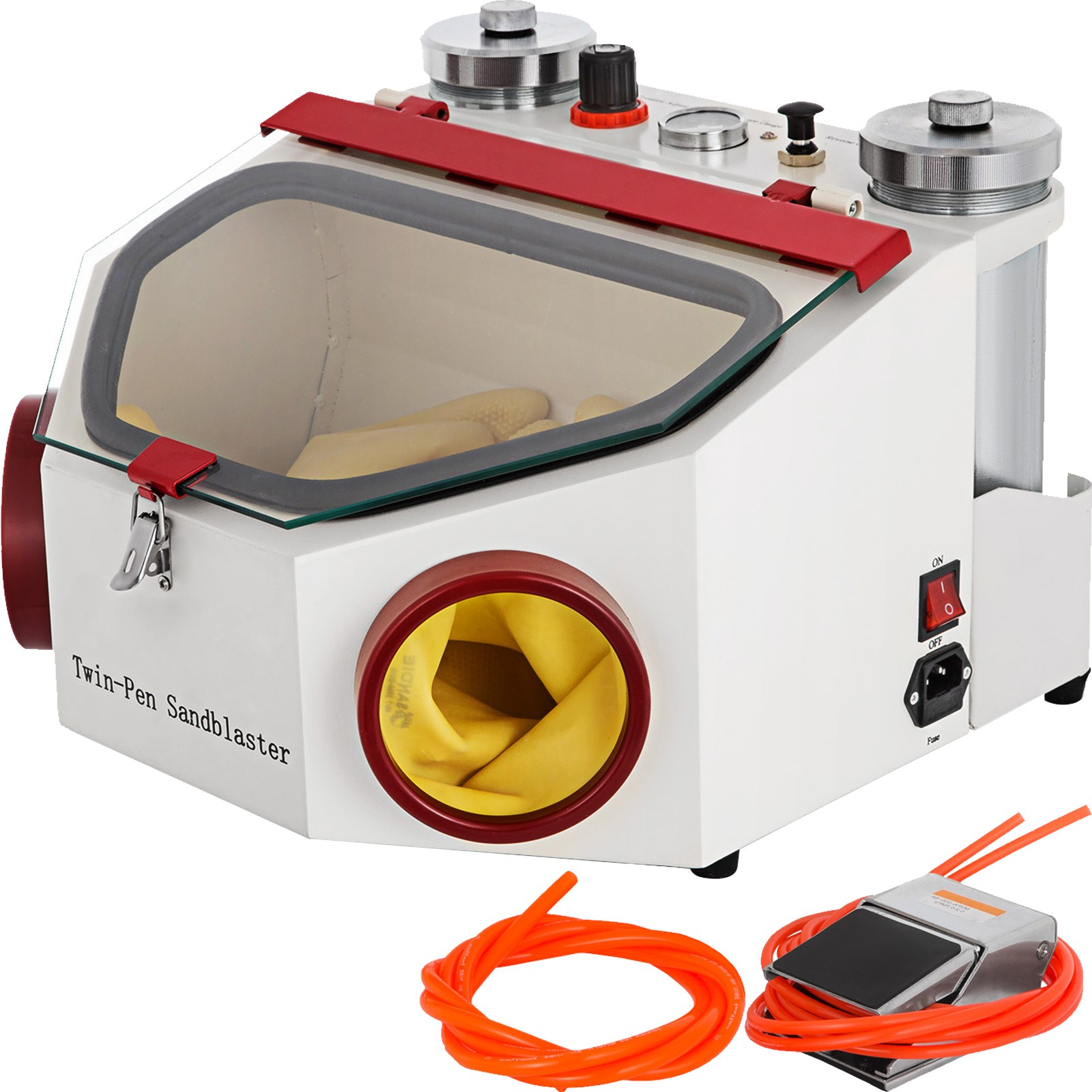 Uimoso Dental Twin-pen Double Pen Sand Blaster Sandblaster w/ LED Bulb 2 Tanks