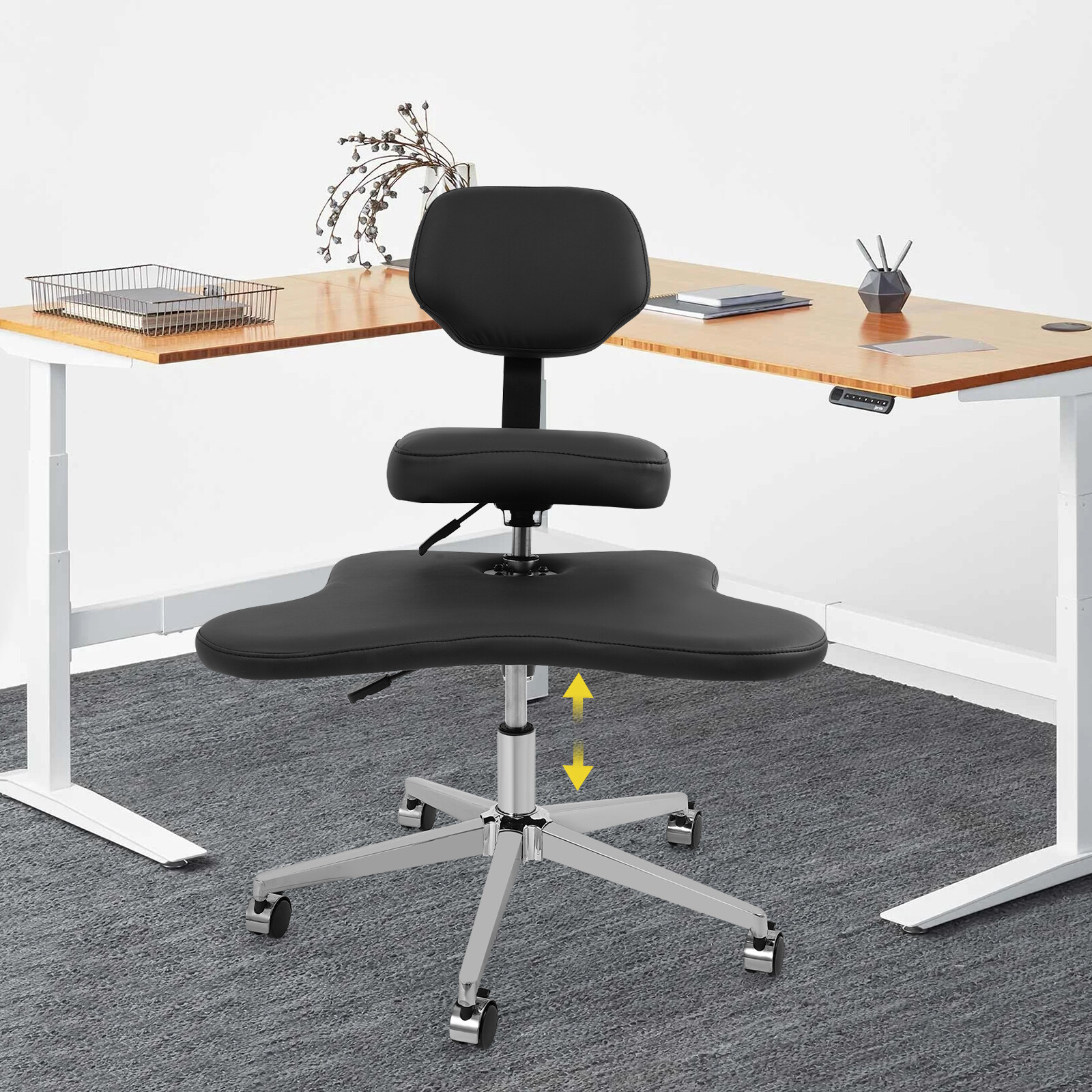 Cross Legged Office Chair, Criss Cross Chair with Wheels, Meditation Chair