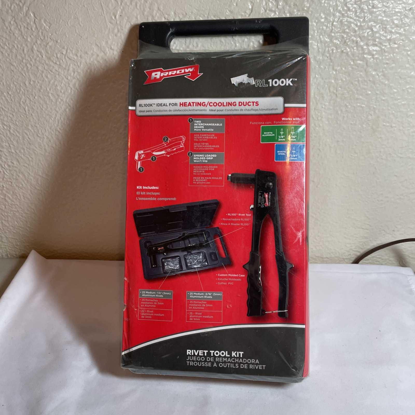 Arrow RL100K Rivet Tool Kit Ideal For Heating/Cooling Ducts New Sealed v026
