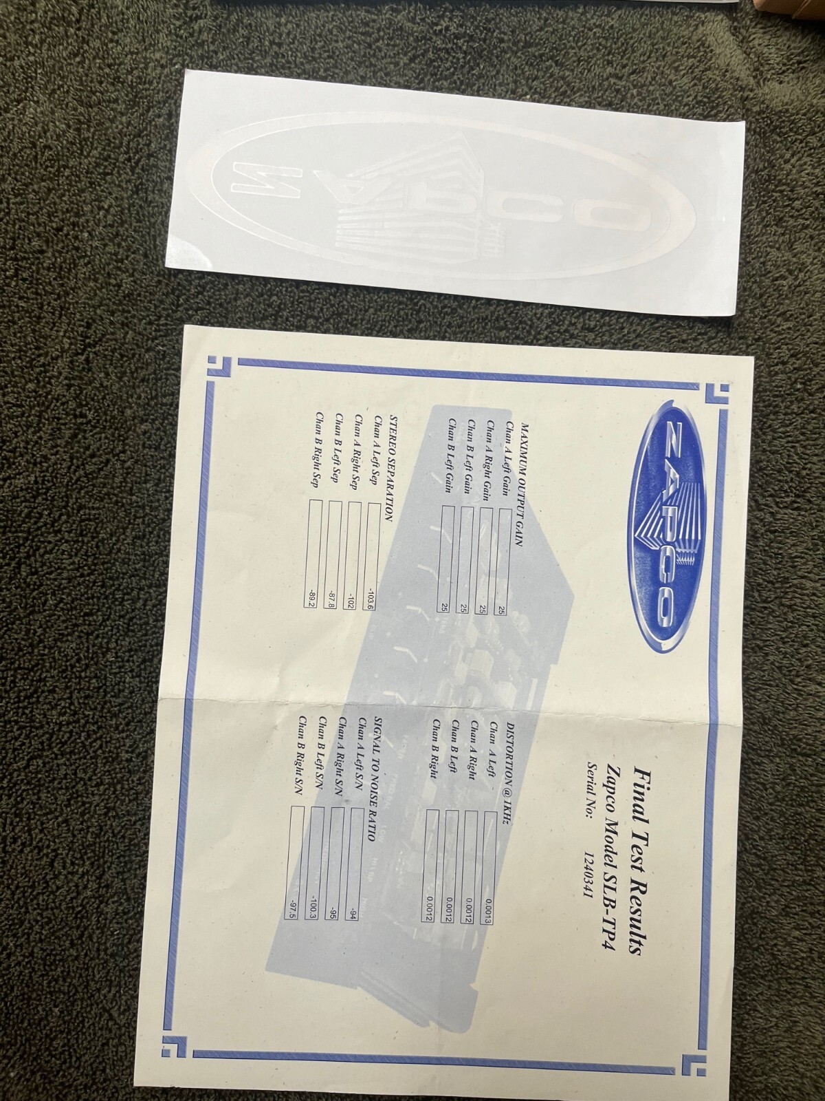 Zapco SLX-4 With Certfied Test Results