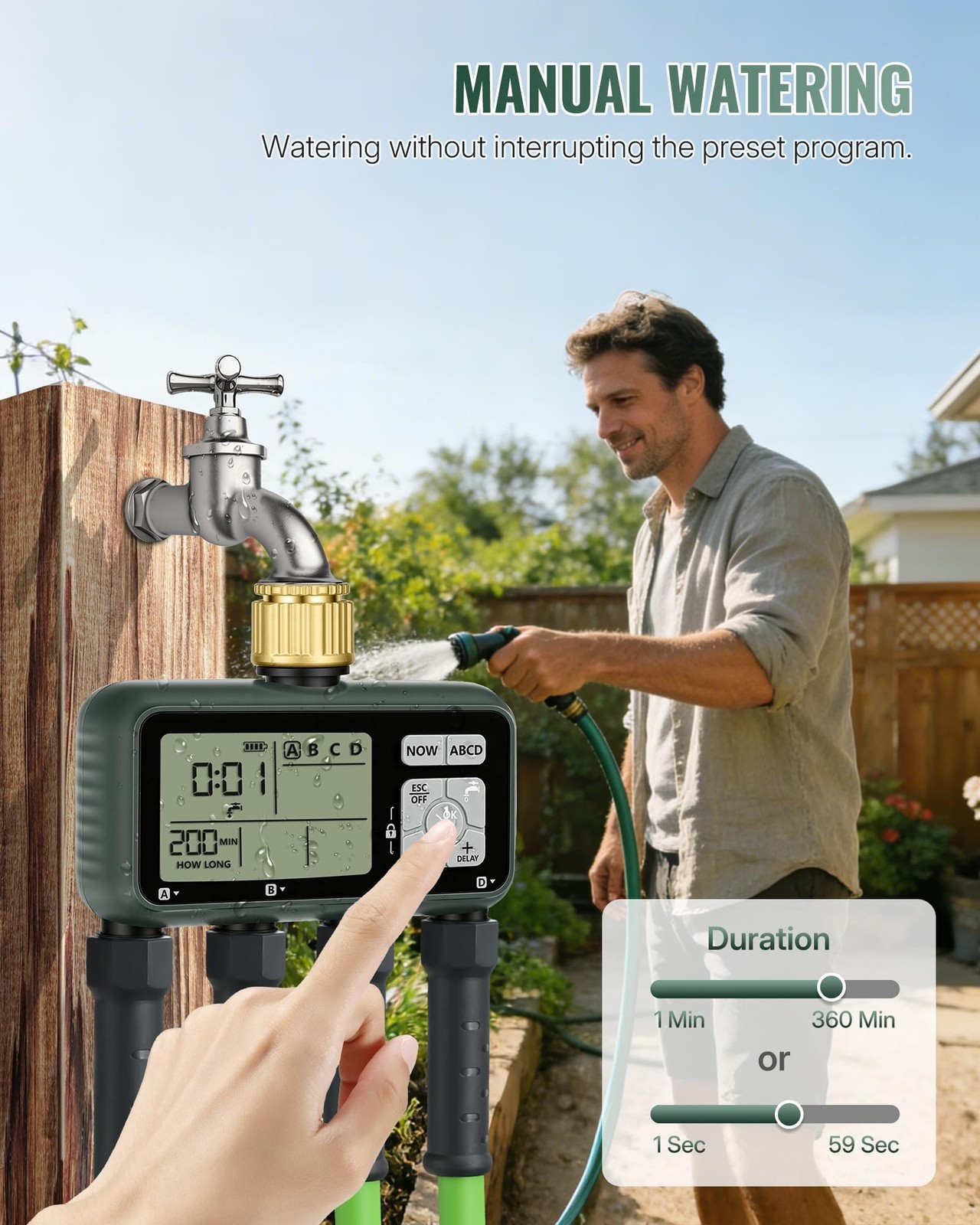 4 Zone Brass Sprinkler Timer Automatic Garden Irrigation System with Rain