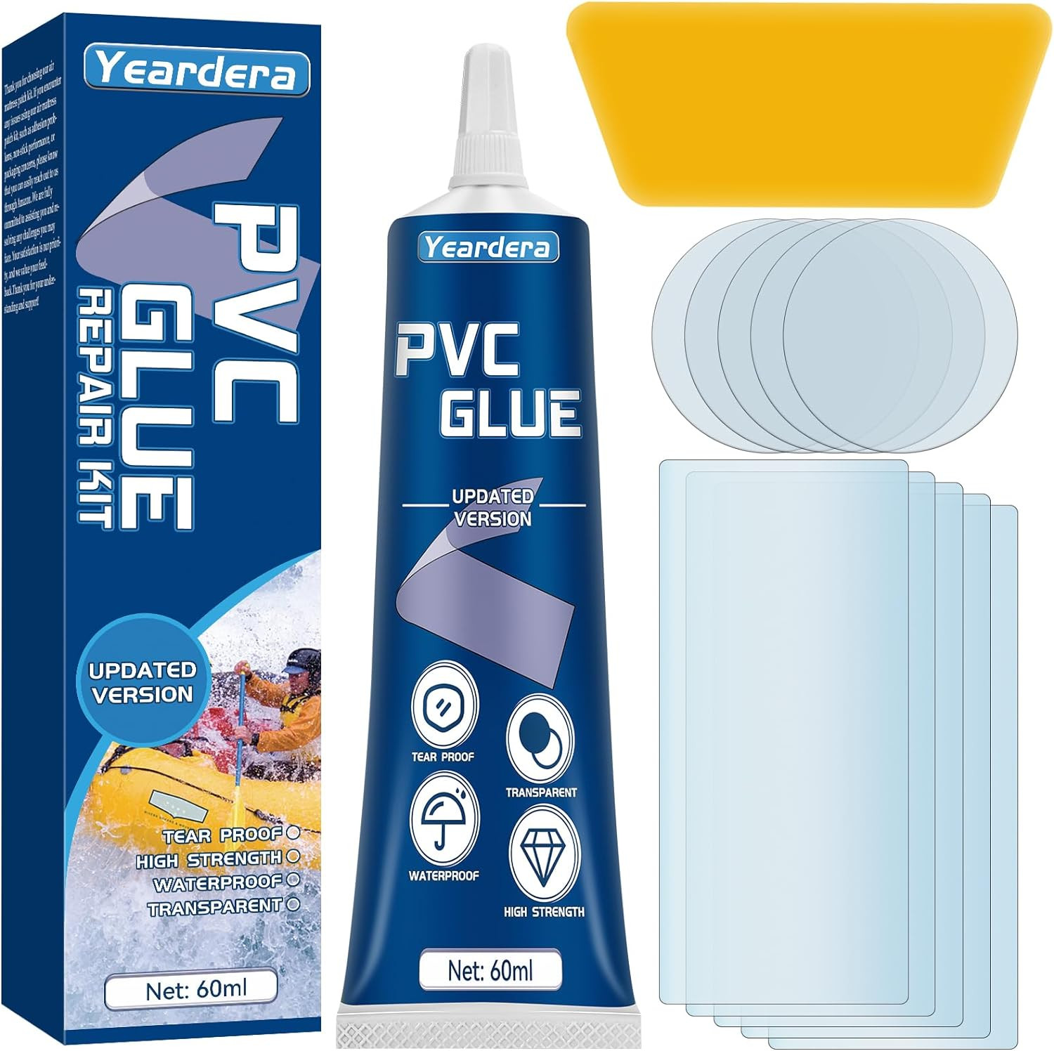 Air Mattress Patch Kit, Waterproof Vinyl Repair Kit, High Strength PVC Adhesive