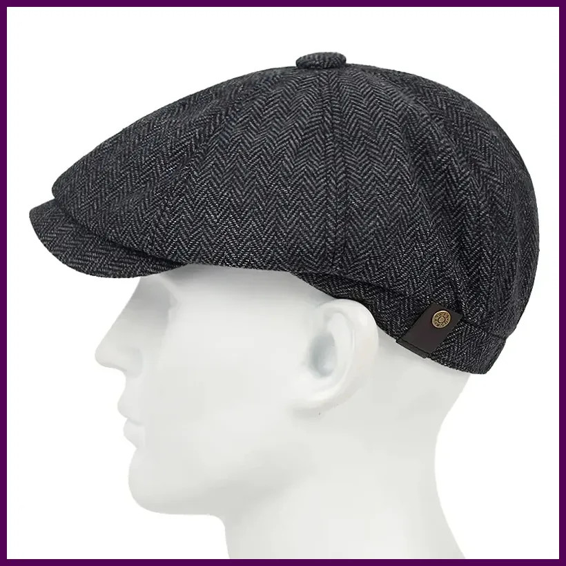 Male Ivy Hat Big Head Man Autumn and Winter Newsboy Cap Top Grade Beret Caps