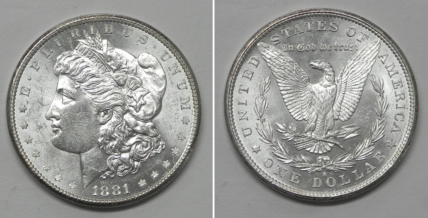X7457  1881-S Morgan Dollar, Choice BU, Prooflike