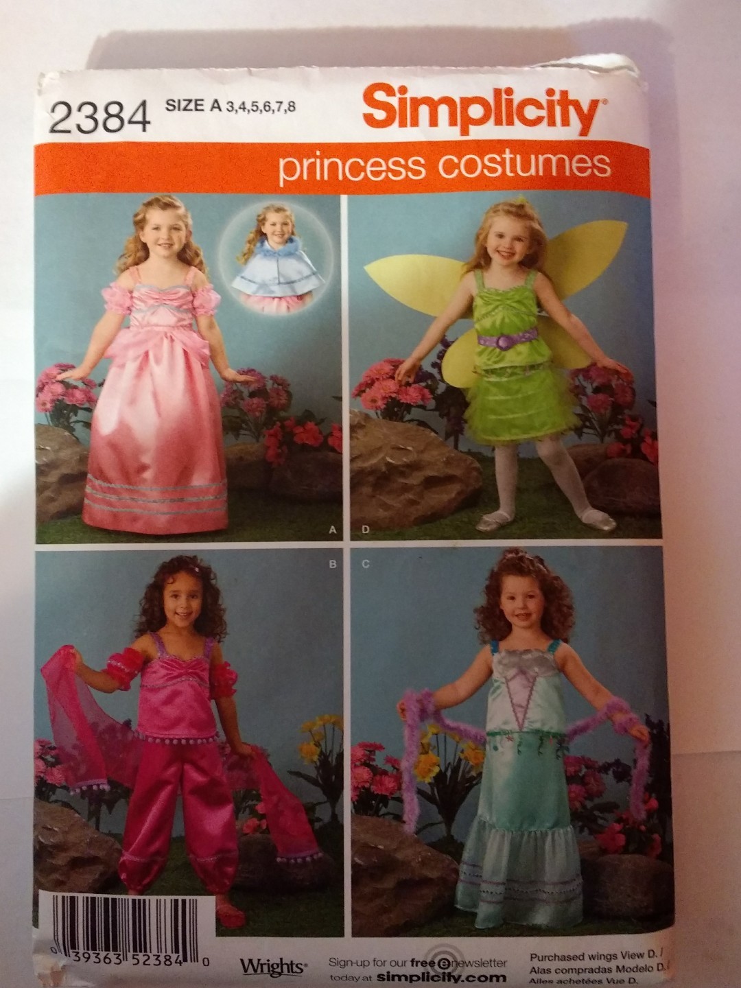 Simplicity 2384 Size 3-8 Child's Princess Costumes