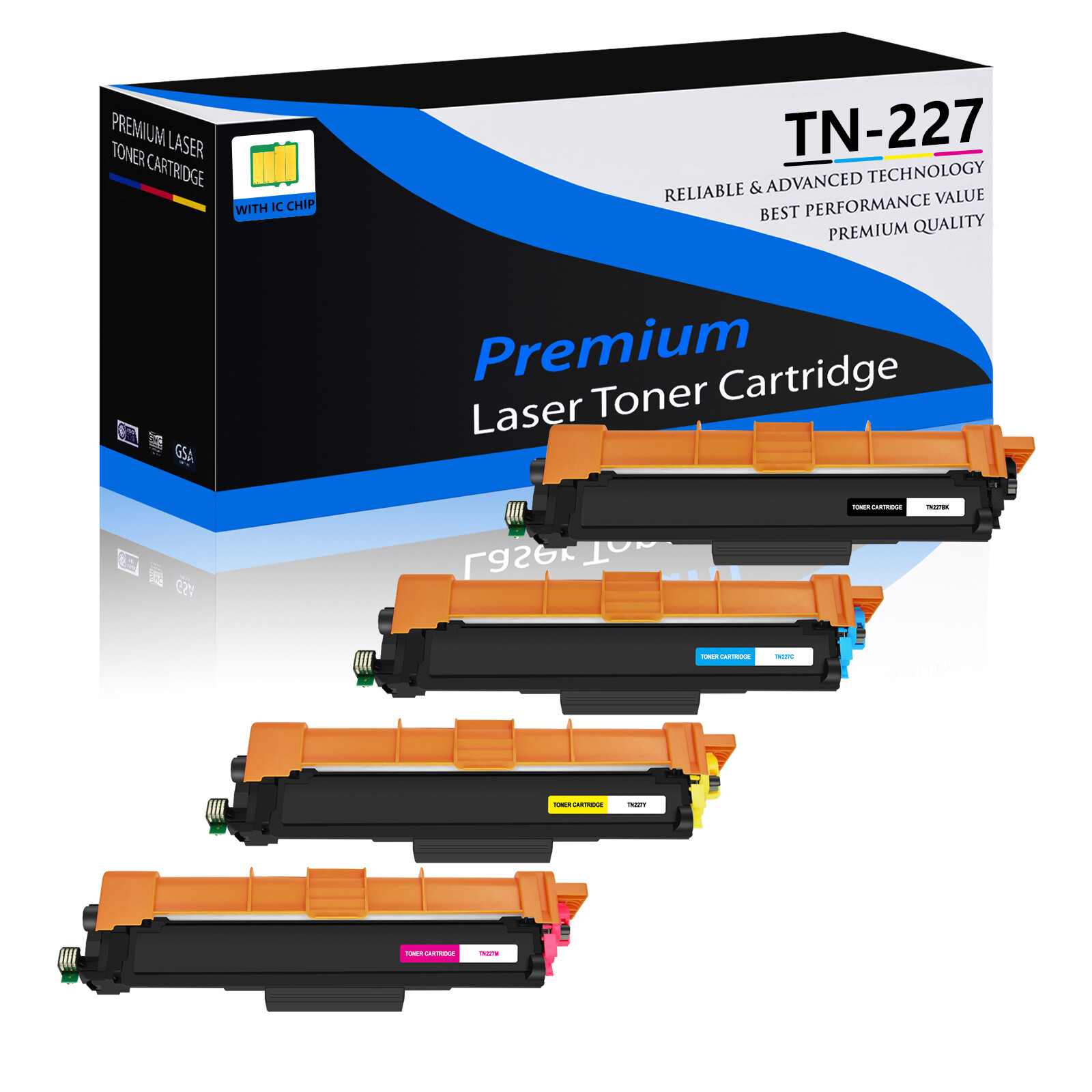 4PK TN227 BK/C/M/Y Toner Color Set for Brother TN-227 HL-L3270CDW HL-L3290CDW