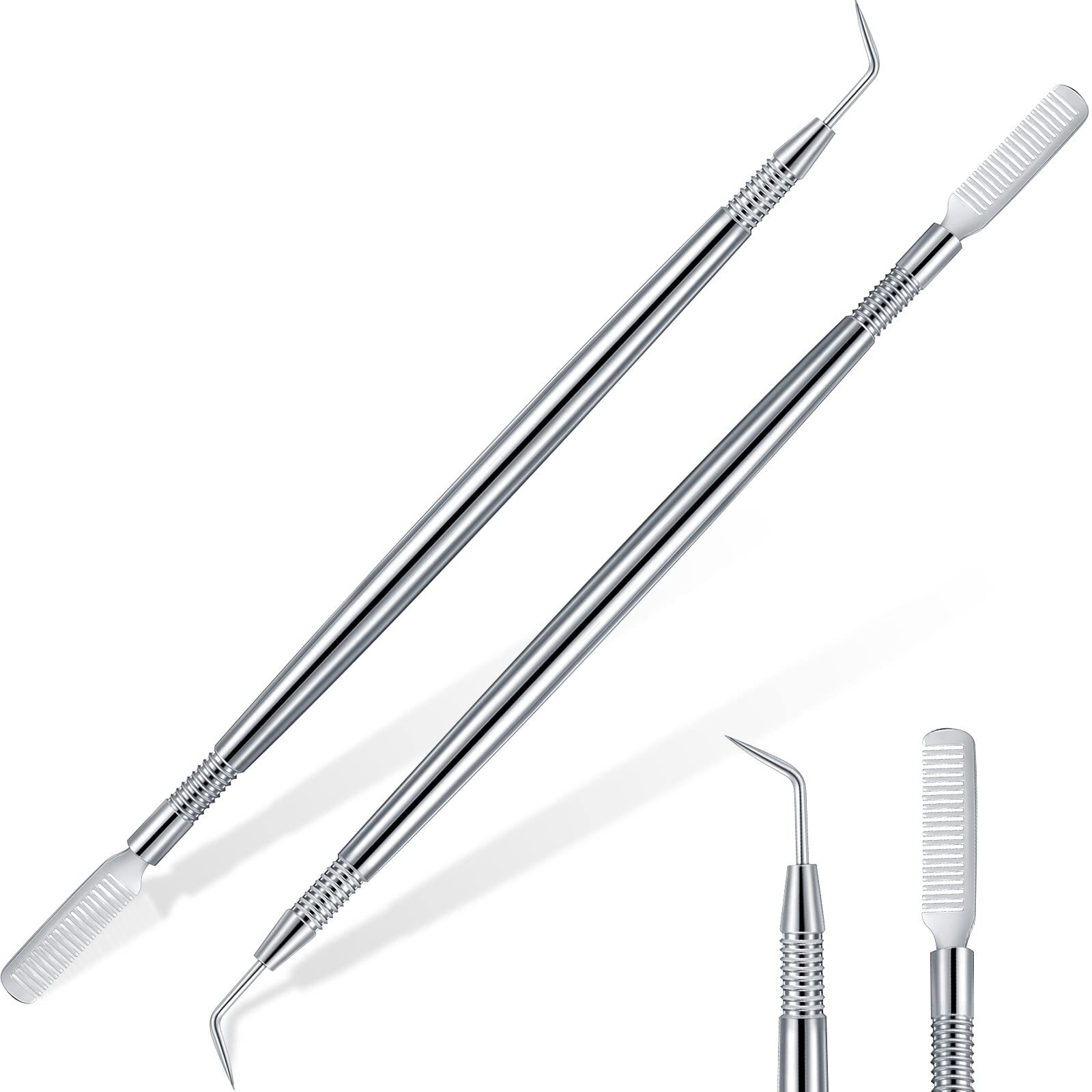 2 Pcs Silver Eyelash Lift Perm Tool Stainless Steel Lash Separator Rods