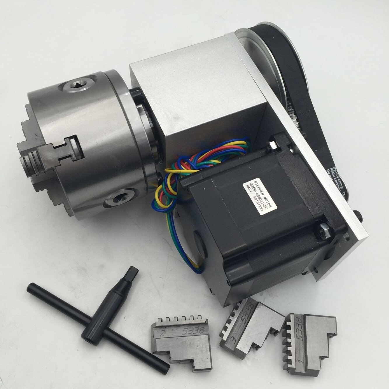 Rotary Axis 4th Axis Router Dividing Head 3 Jaw 100mm Chuck NEMA34 Stepper Motor