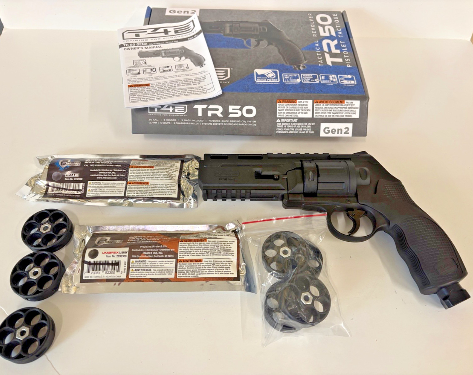 Umarex T4E TR 50 Gen 2 CO2 Paintball Marker Revolver .50 Cal, 380 FPS - 2292176