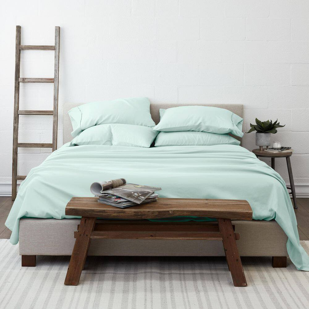 Luxury Ultra Soft 6 Piece Solid Mint Microfiber King Sheet Set Free Shipping New
