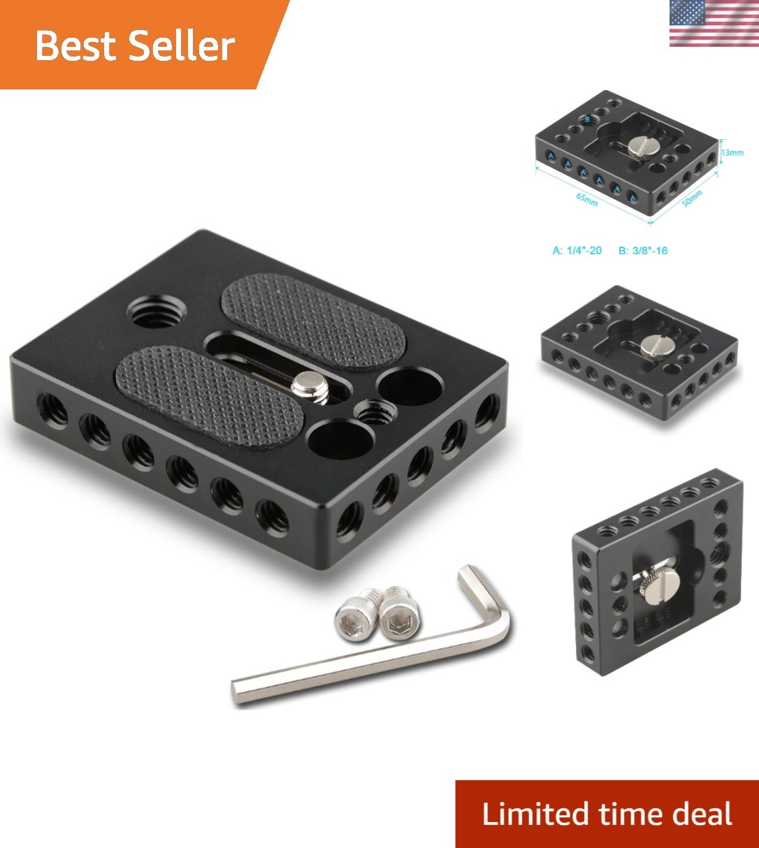 Compact Camera Holder Baseplate with Anti-Scratch Pads - Ideal for Filmmakers