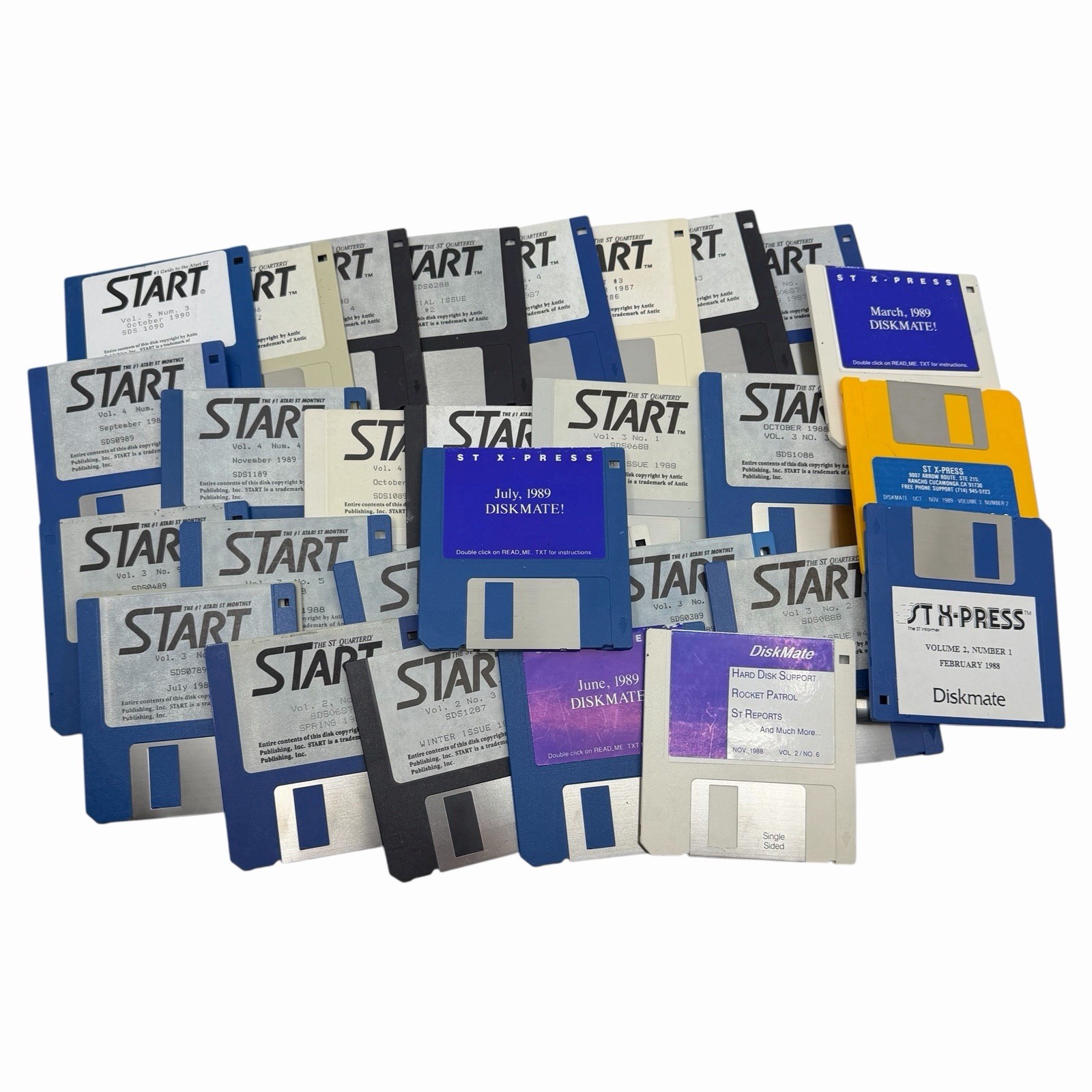 30 ATARI ST Monthly START & X-Press Diskmate Assorted Computer Software Disks