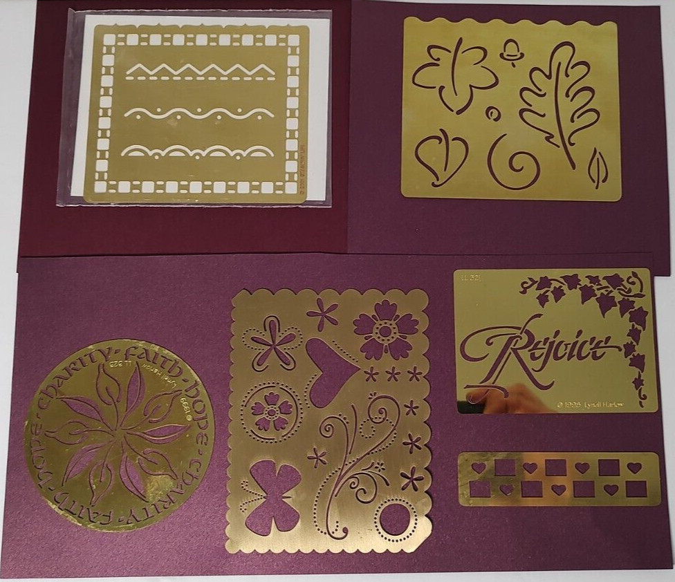 Stampin' Up! Brass Embossing Stencils Set of 5 Texture plus tin holder