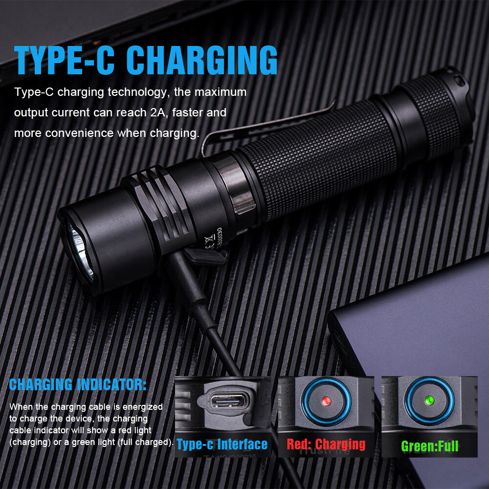 Trustfire T11R Tactical EDC Flashlight Type-c Rechargeable Torch 1800Lumen US