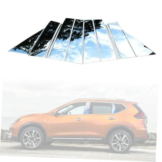 Silver Stainless Steel Door Pillar Post Trim Fit for 2014-2020 Rogue 2014-2020
