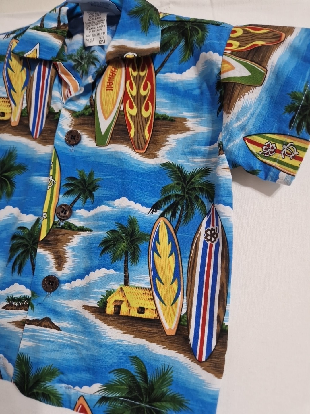 RJC Baby Boys Shirt Size 12months Made In Hawaii Style 1261 100% Cotton Surfer