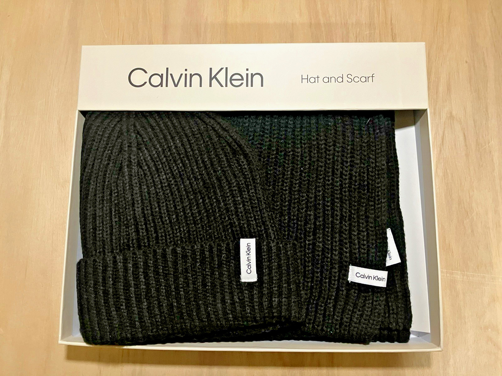 Calvin Klein Men's Hat and Scarf Set, Black, NEW