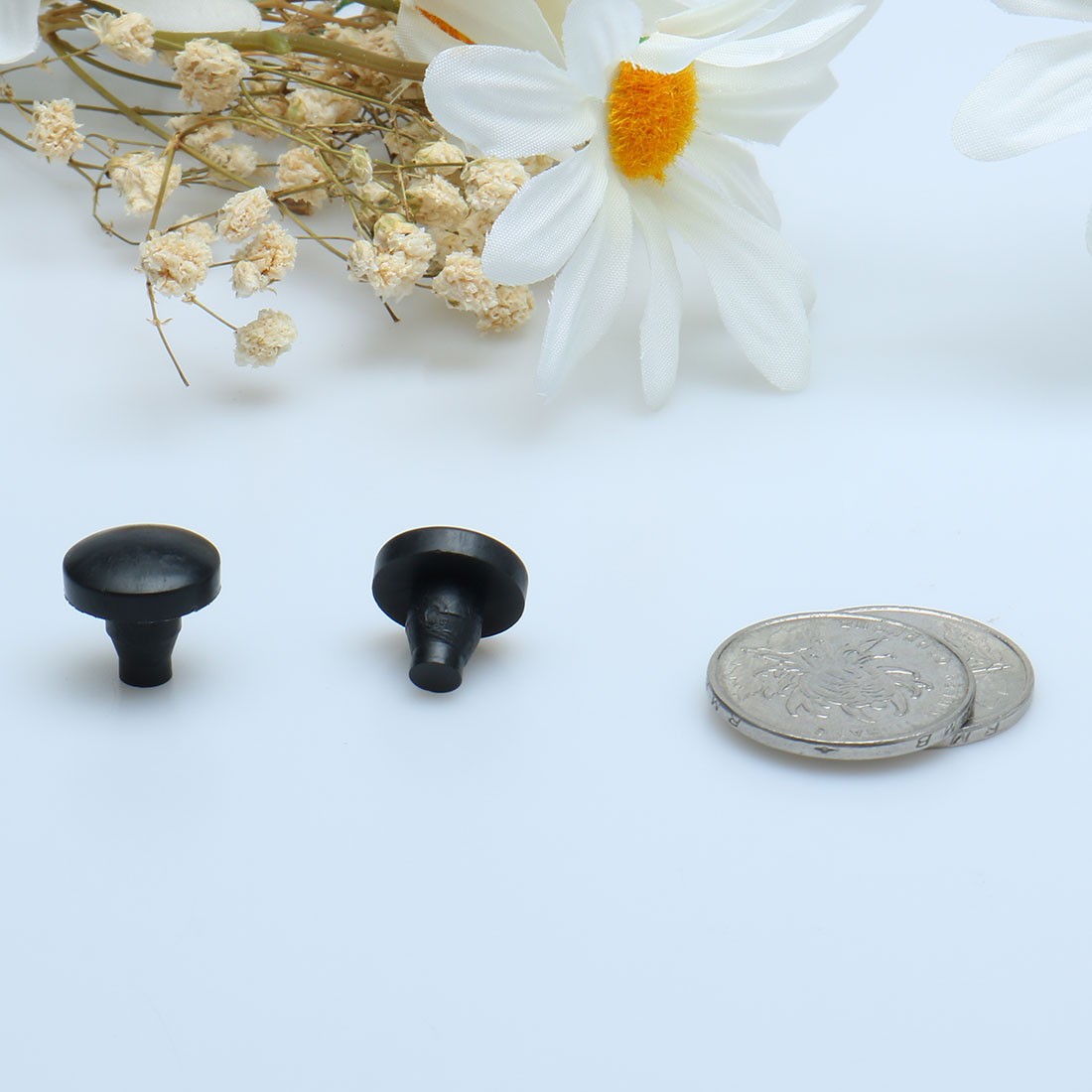 10pcs 7mm Black Stem Bumpers, Patio Outdoor Furniture Glass Table Top Embedded