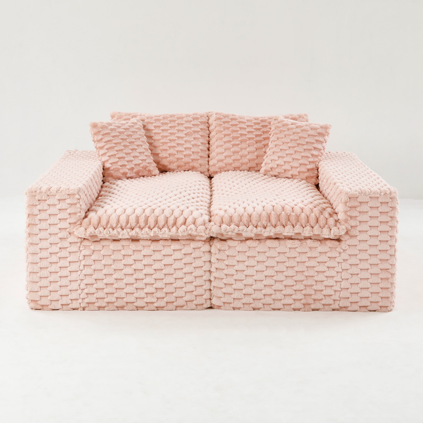 Luxury Pink Turtle Velvet Multifunctional Sofa - Arrangeable in Single Row, Sid