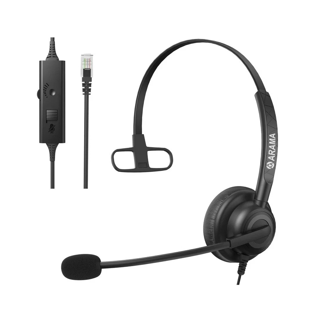Arama A600 - RJ9 Telephone Headset For Office Phones, Call Center, Yealink