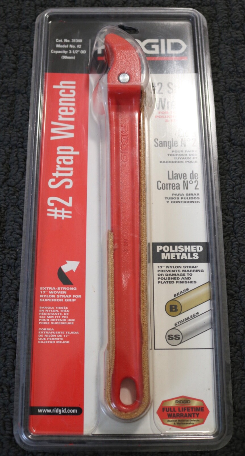 Ridgid No. 2 Adjustable Strap Wrench #31340 Made in USA Brand New