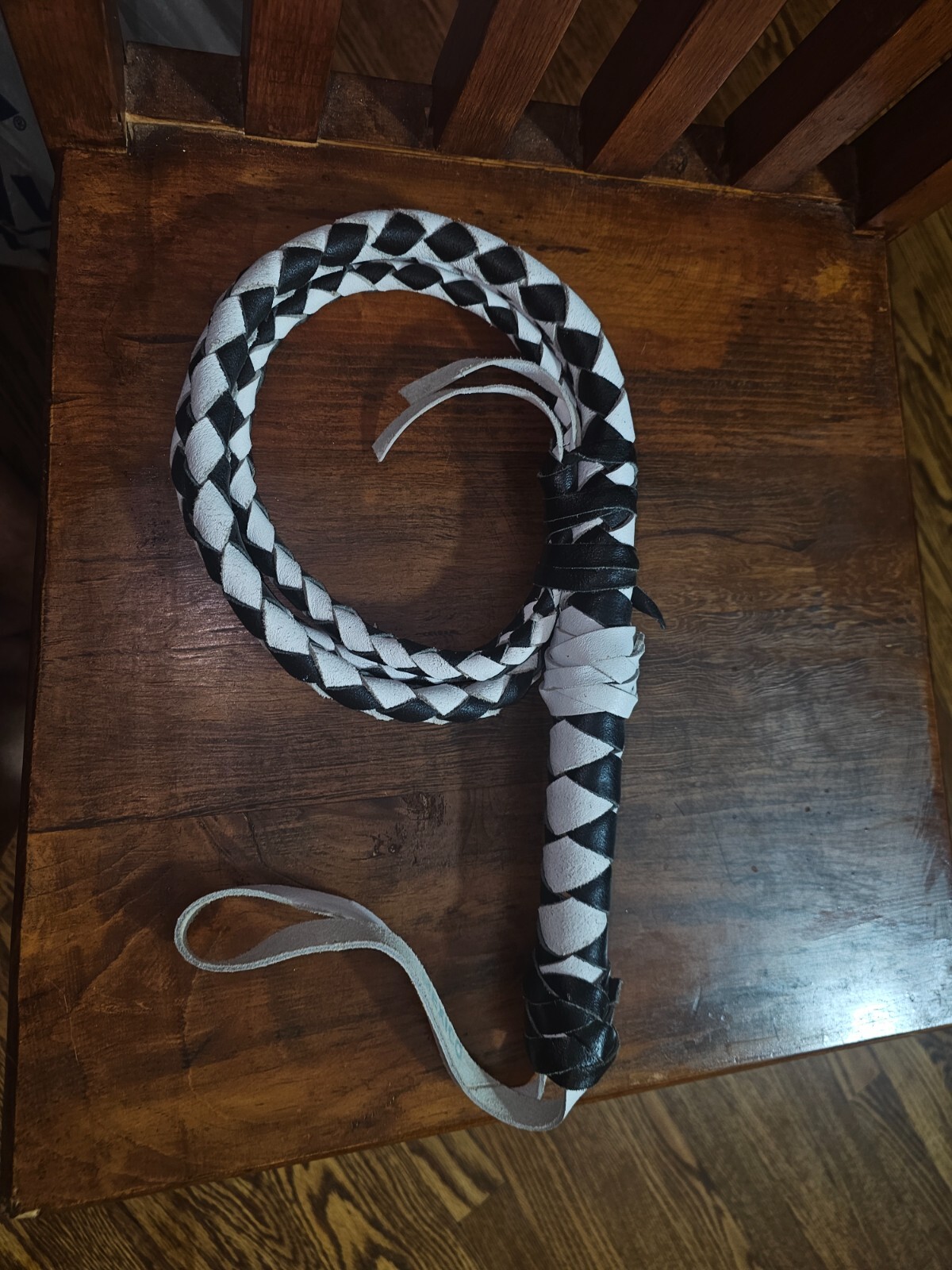 black and white 6 foot mexican leather whip