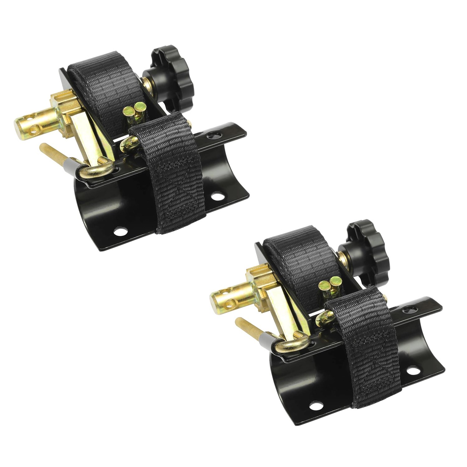 2Pak 1.5" x 7.5" Ladder Rack Ratchet Straps w/ J-Hook For Round Tube Mount Truck
