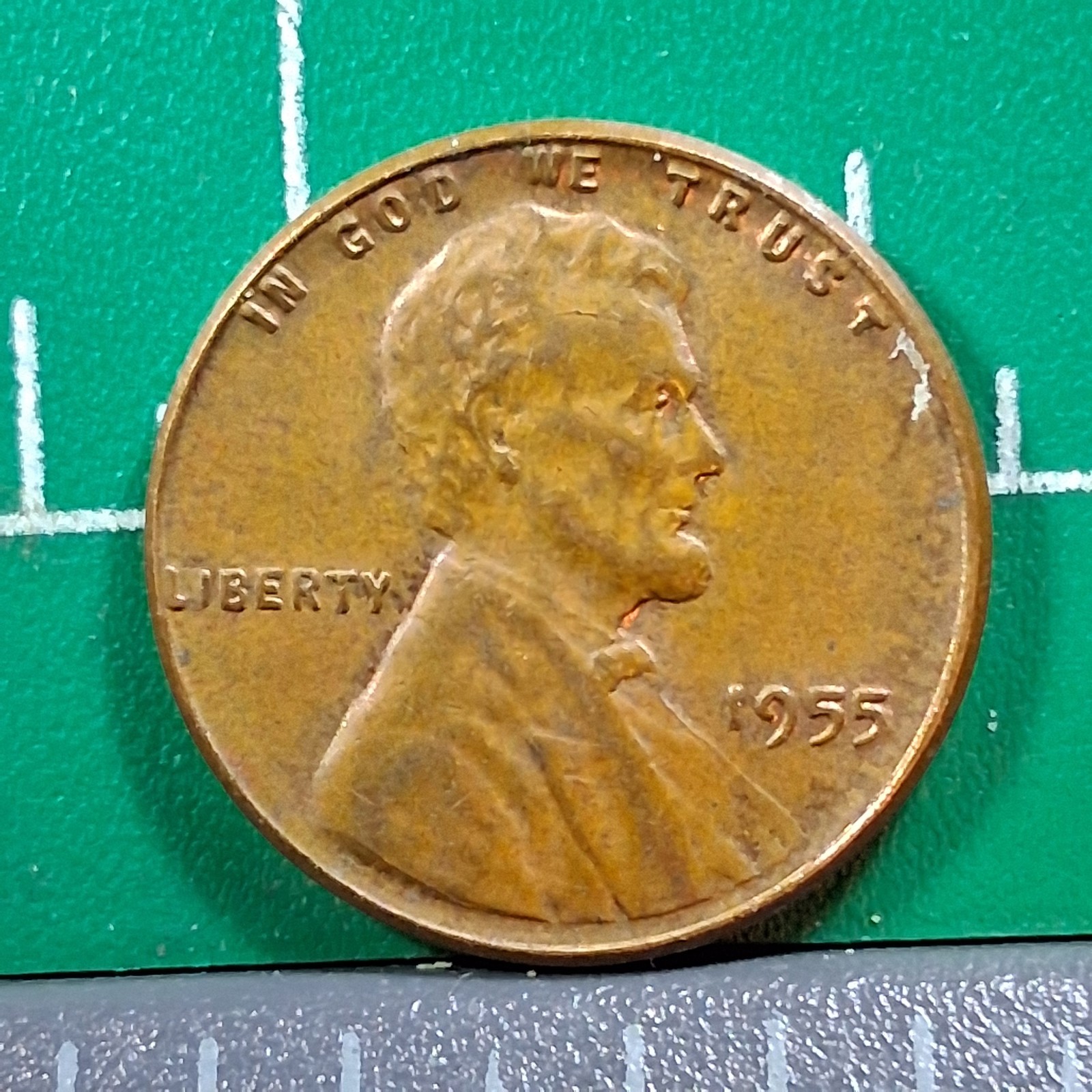 1955 United States USA Abraham Lincoln Wheat Penny 1 Cent Copper Coin
