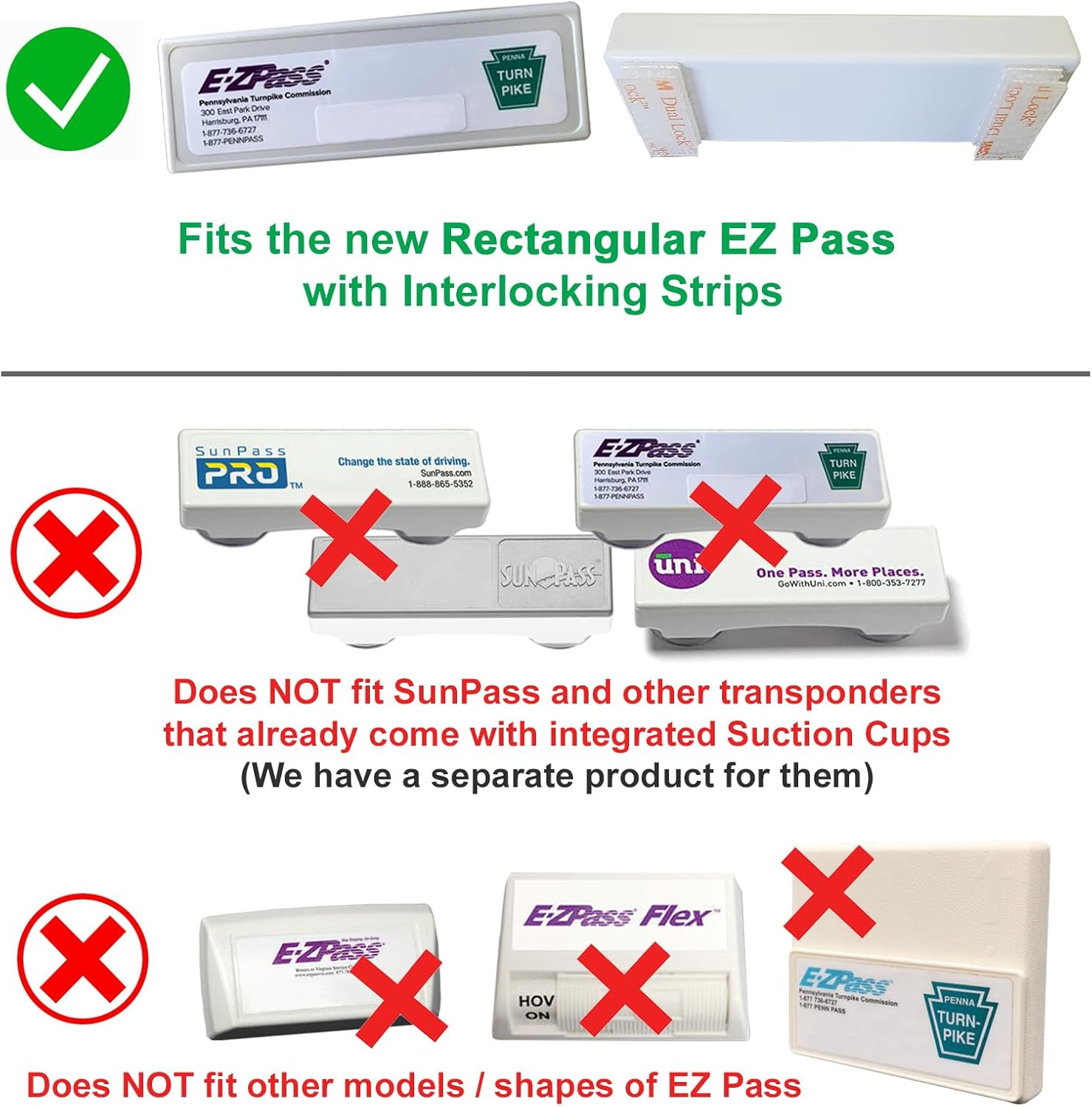 Silicone Skin for the New Rectangular EZ Pass with Interlocking Strips (NJ, PA..