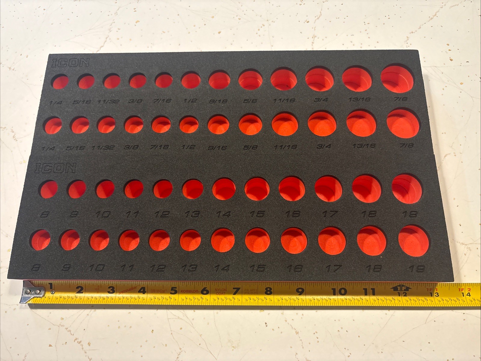 ICON 3/8” Socket Organizer Foam Tray Inserts - Metric/SAE, Deep & Shallow
