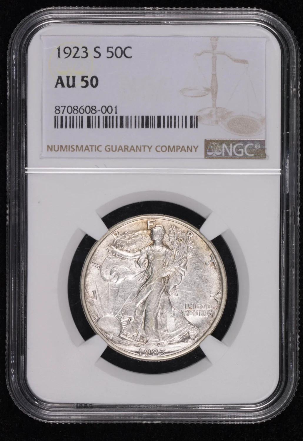 1923 S Half Dollars Liberty Walking NGC AU-50