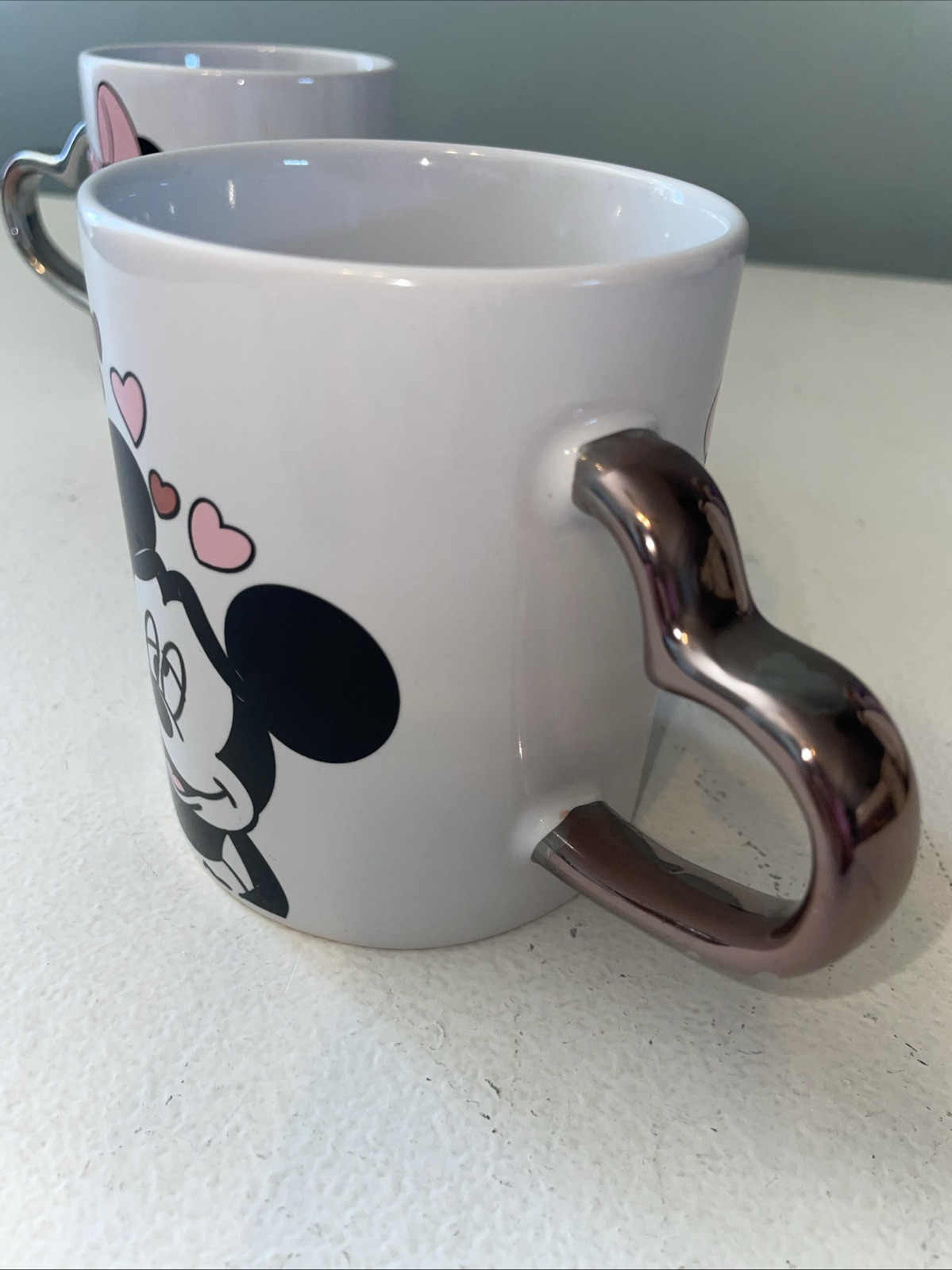 Disney Mickey Mouse & Minnie Mouse Heart Ceramic Mug Set of 2 14oz Coffee Tea