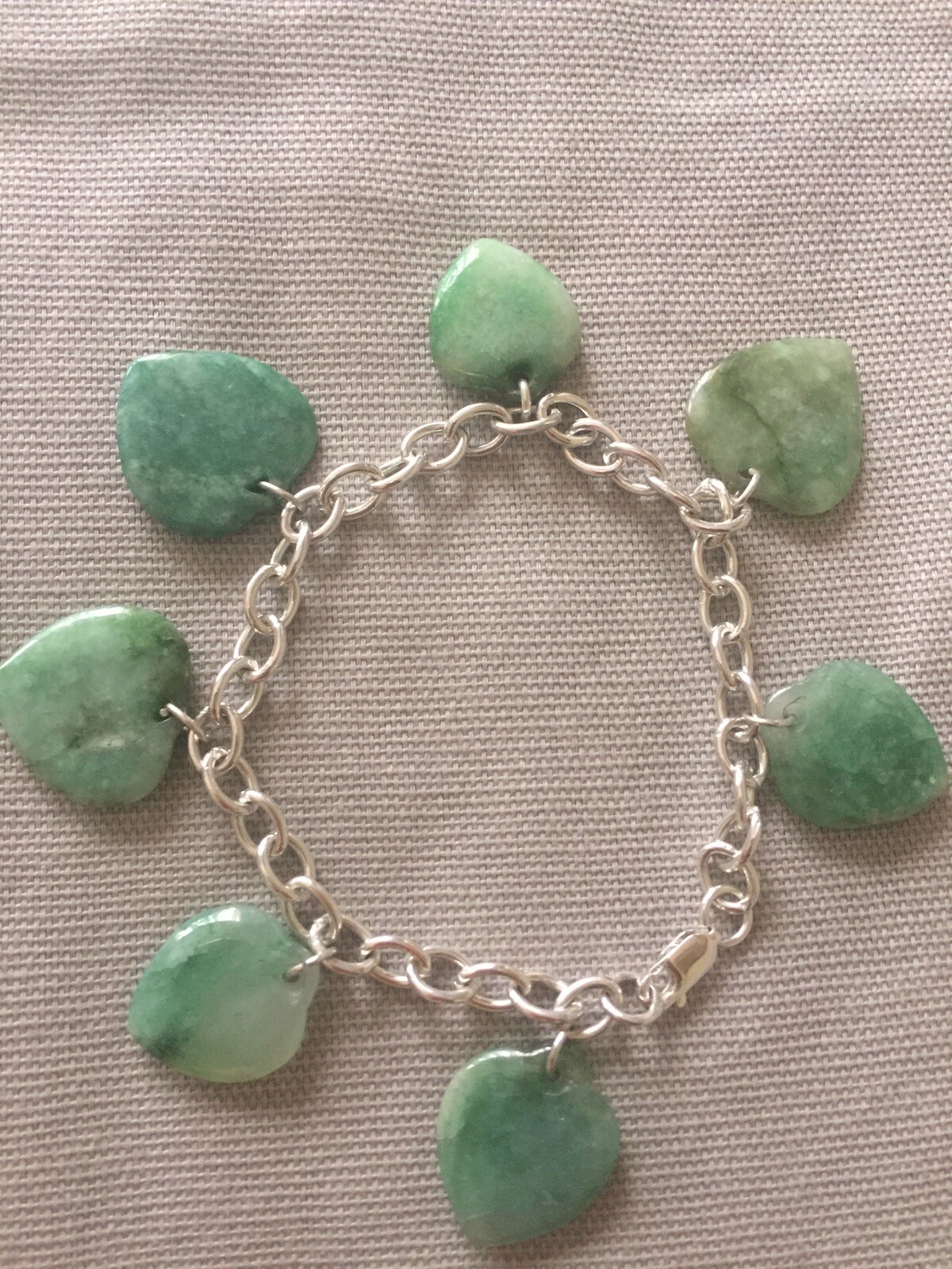 Green Aventurine Hearts Bracelet Sterling One-Of-A-Kind Handmade