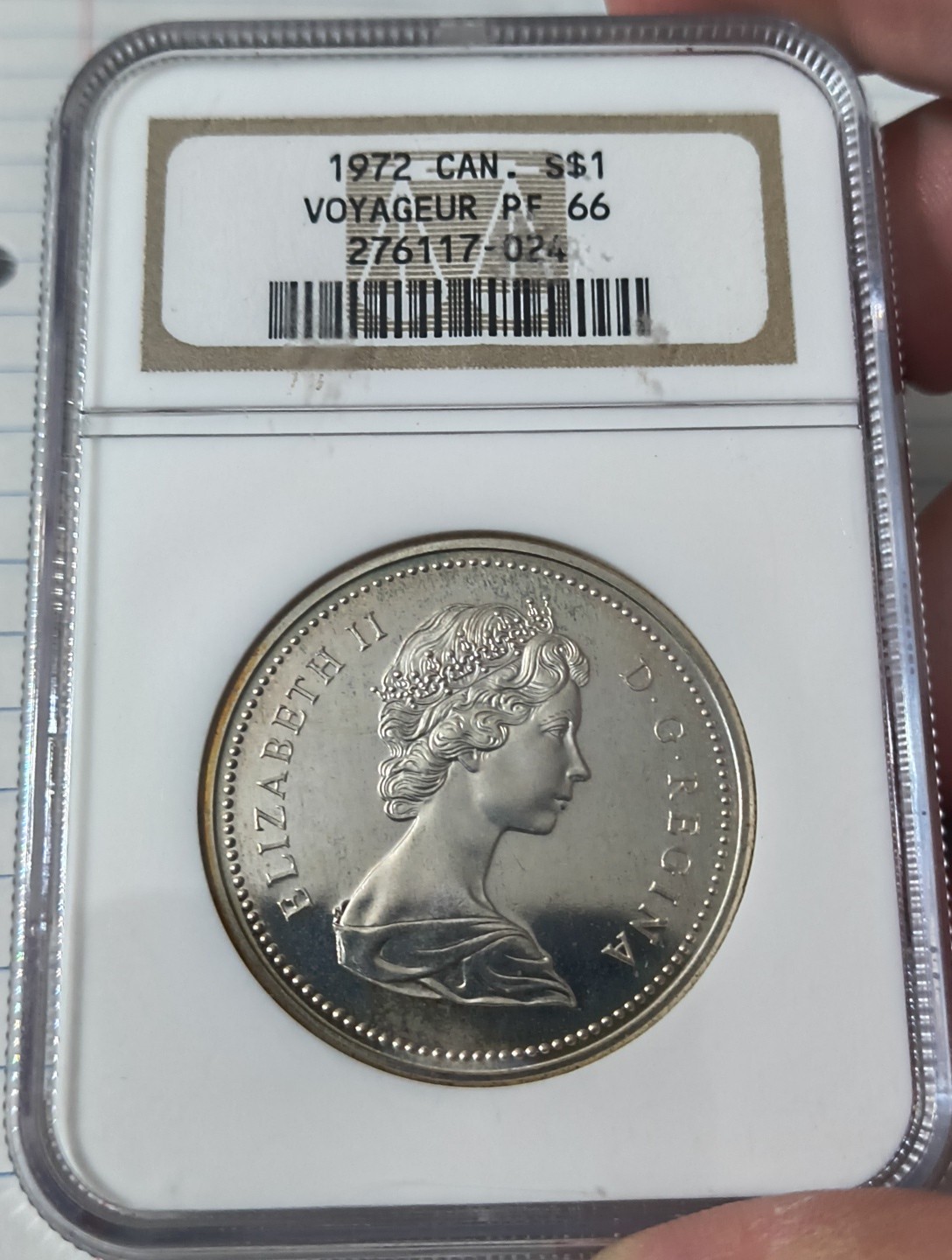 1972 Silver Canada Voyageur Dollar PCGS PF MS66- Reverse Toner